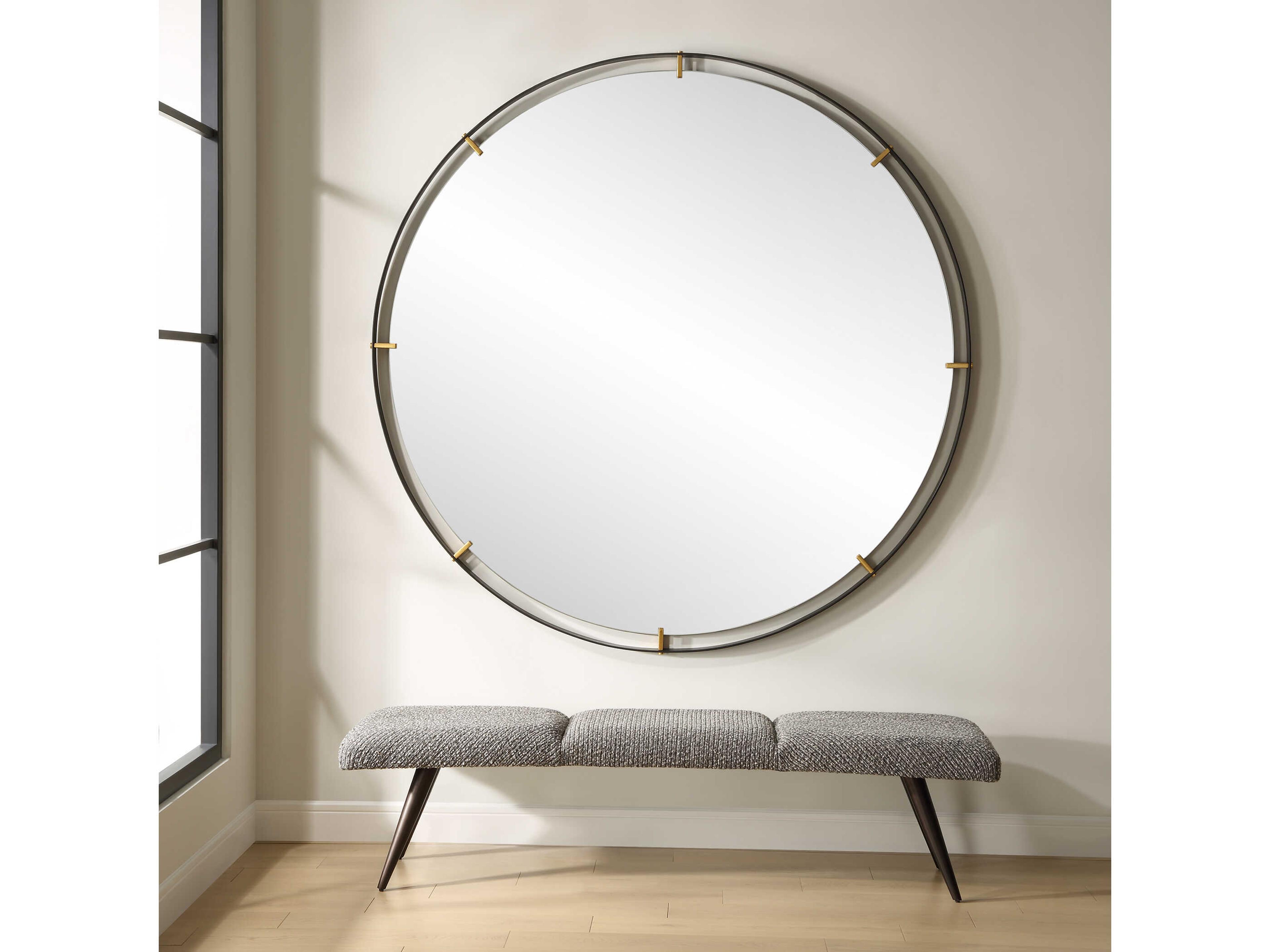 Uttermost Grand Pendulum Black Round Wall Mirror