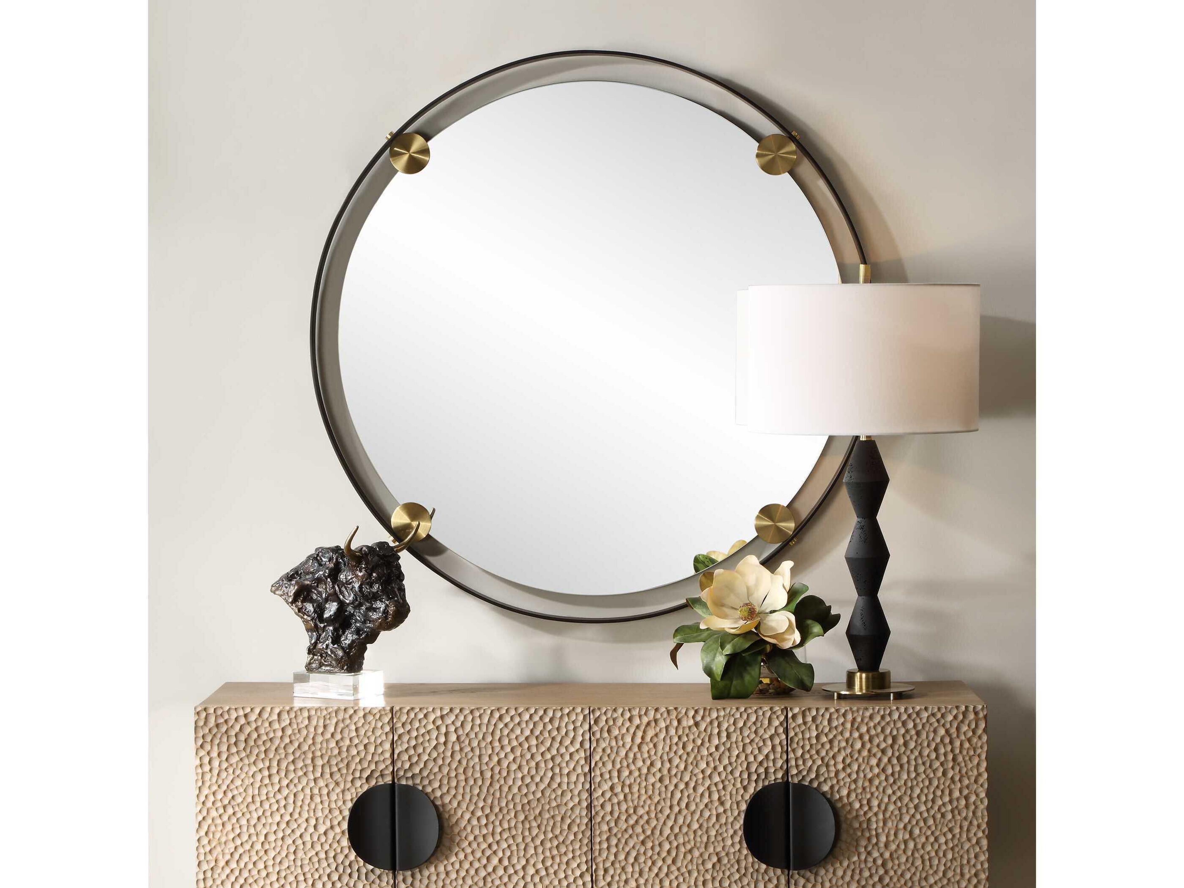 Uttermost Radius Dark Bronze Round Wall Mirror