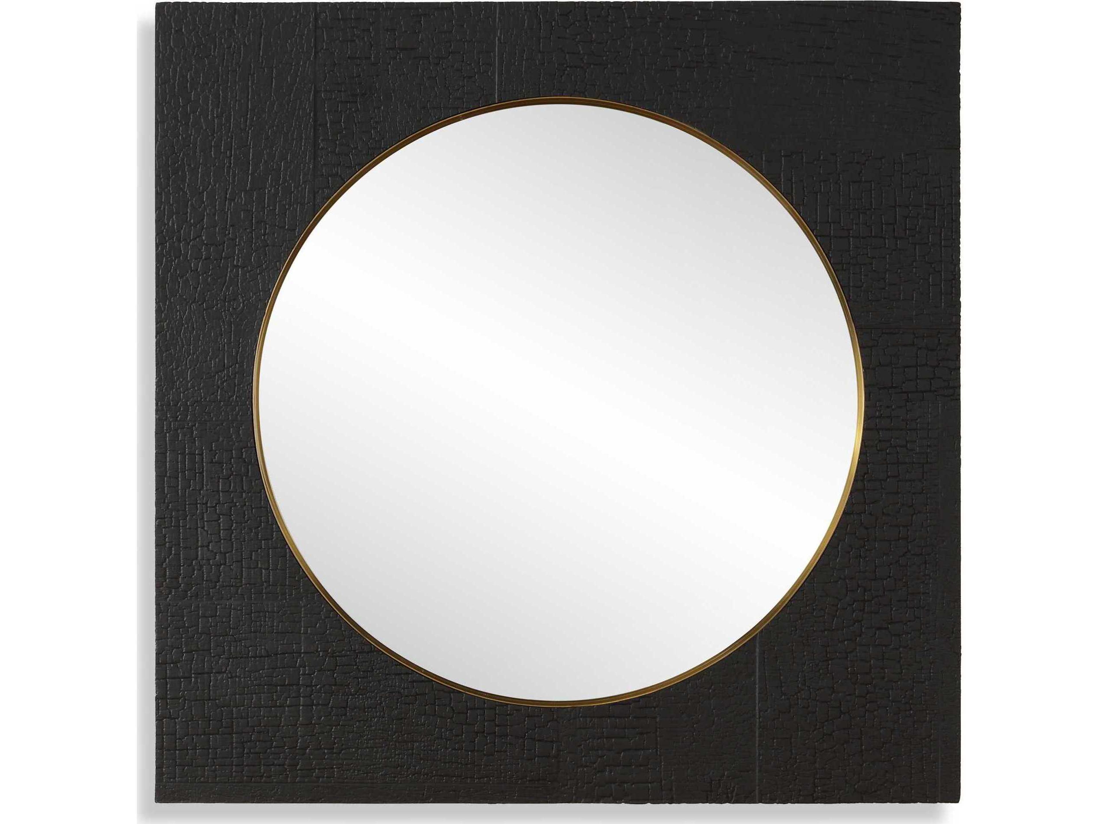 Uttermost Ember Black Square Wall Mirror