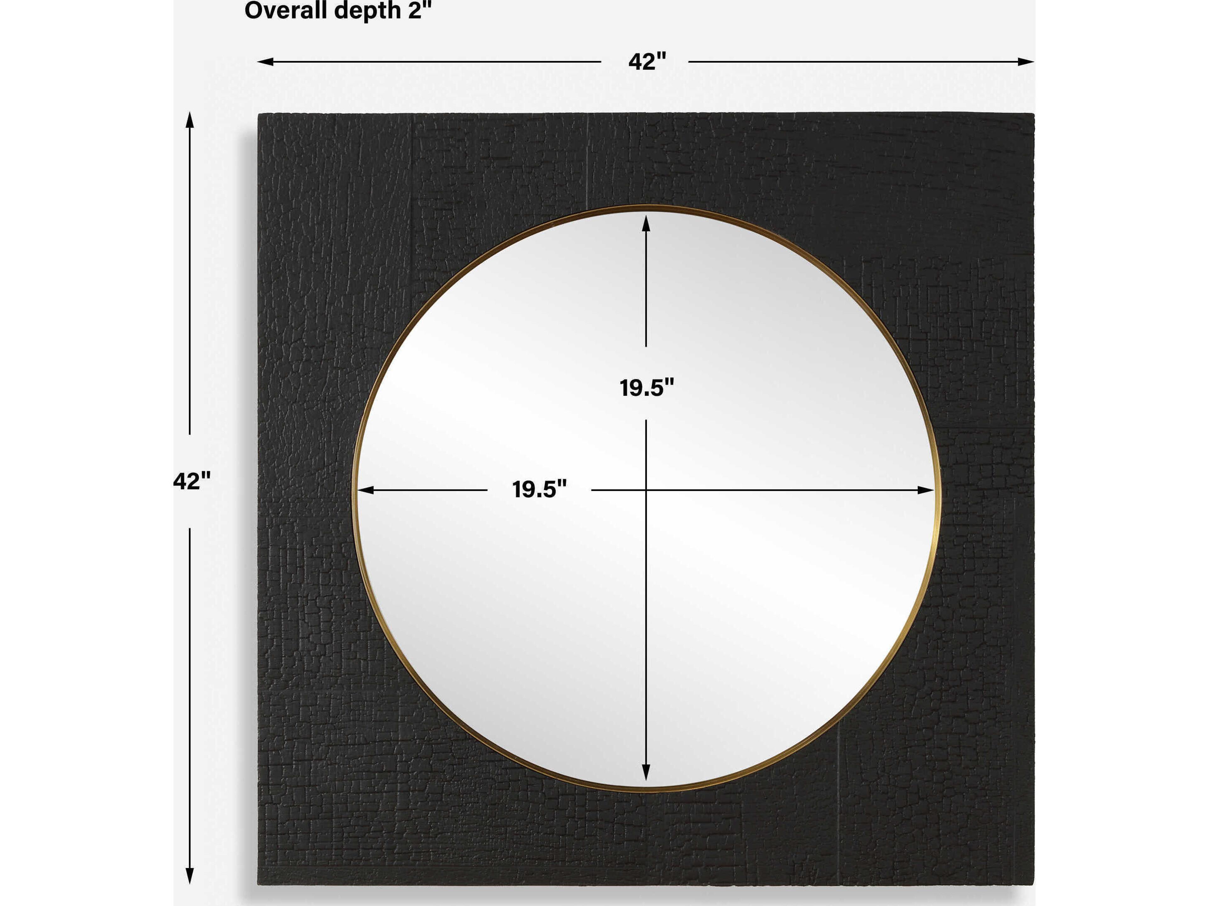 Uttermost Ember Black Square Wall Mirror