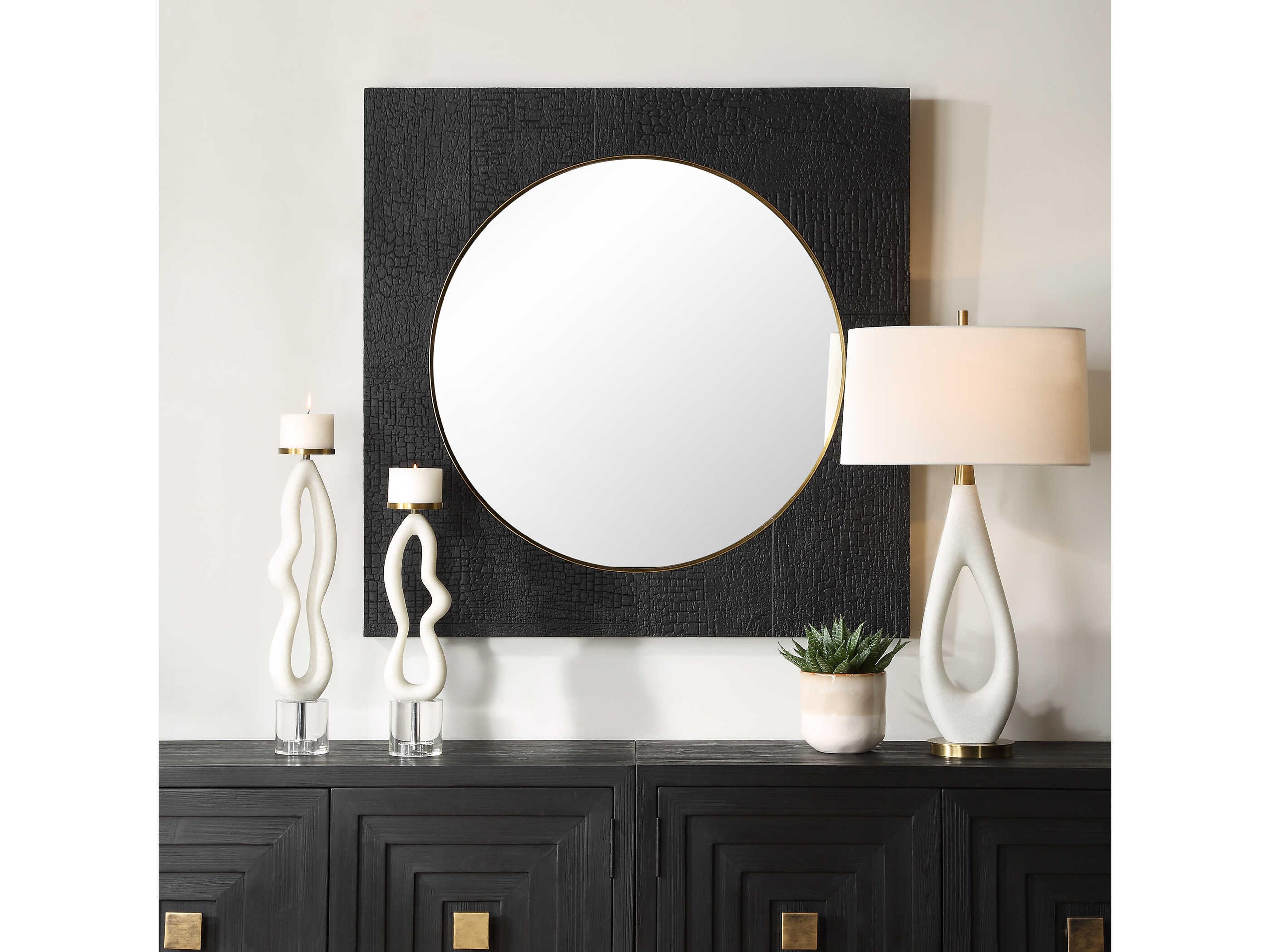 Uttermost Ember Black Square Wall Mirror