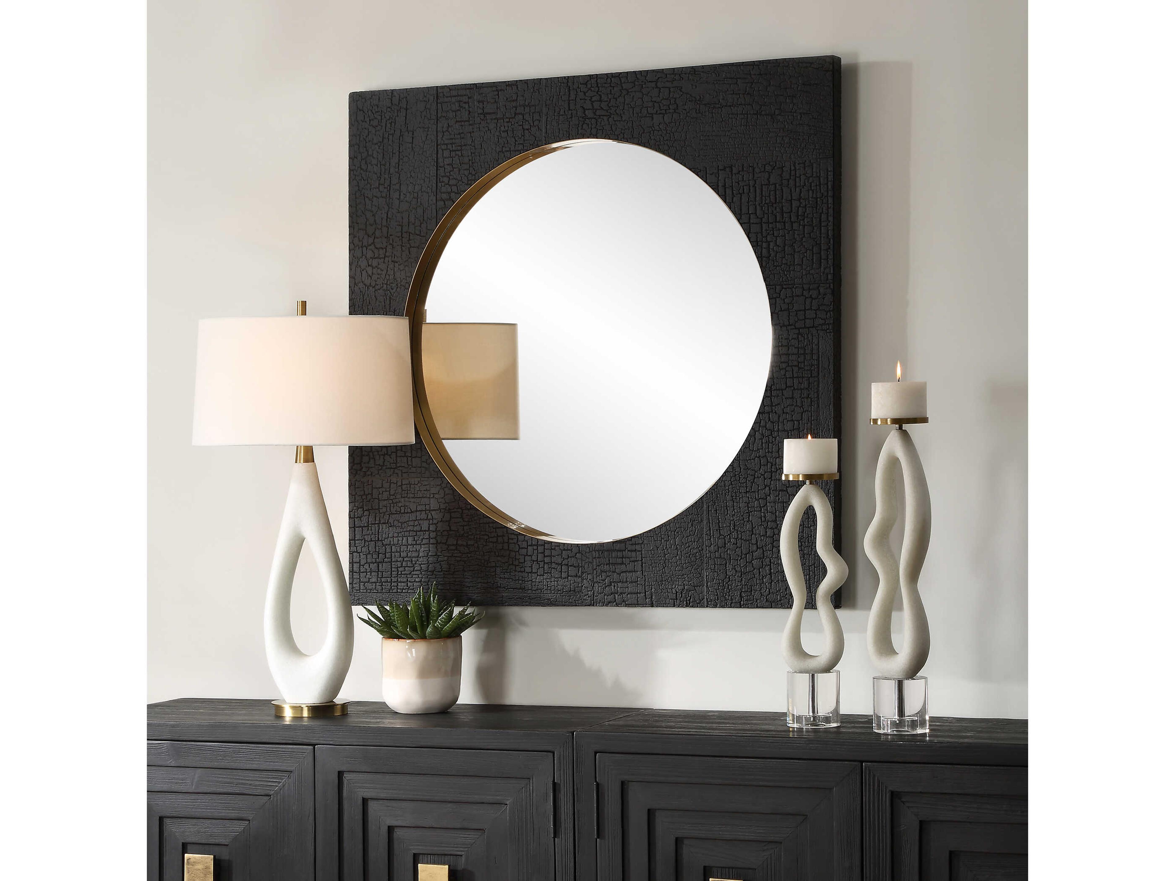 Uttermost Ember Black Square Wall Mirror
