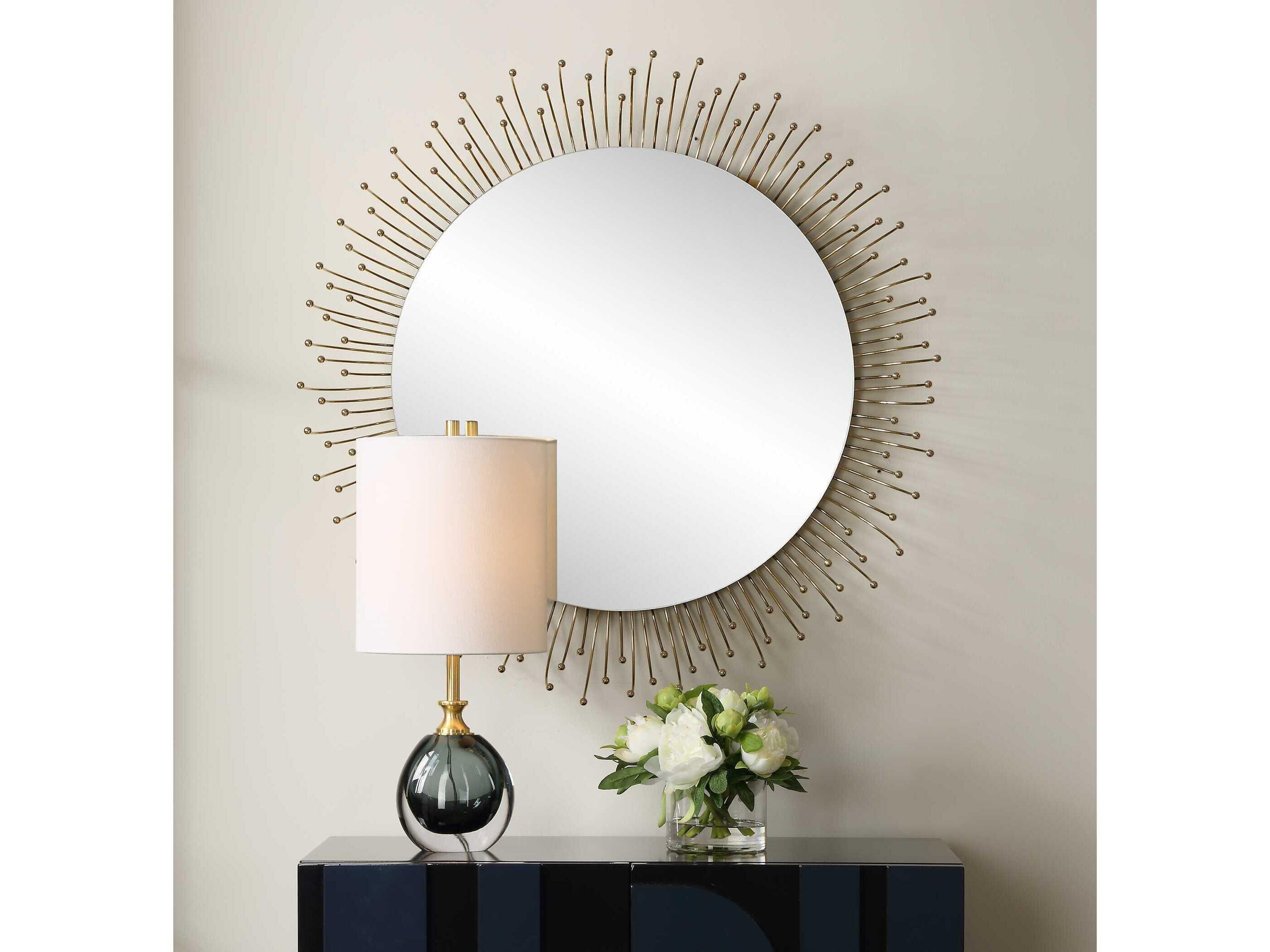 Uttermost Aga Plated Gold Round Wall Mirror