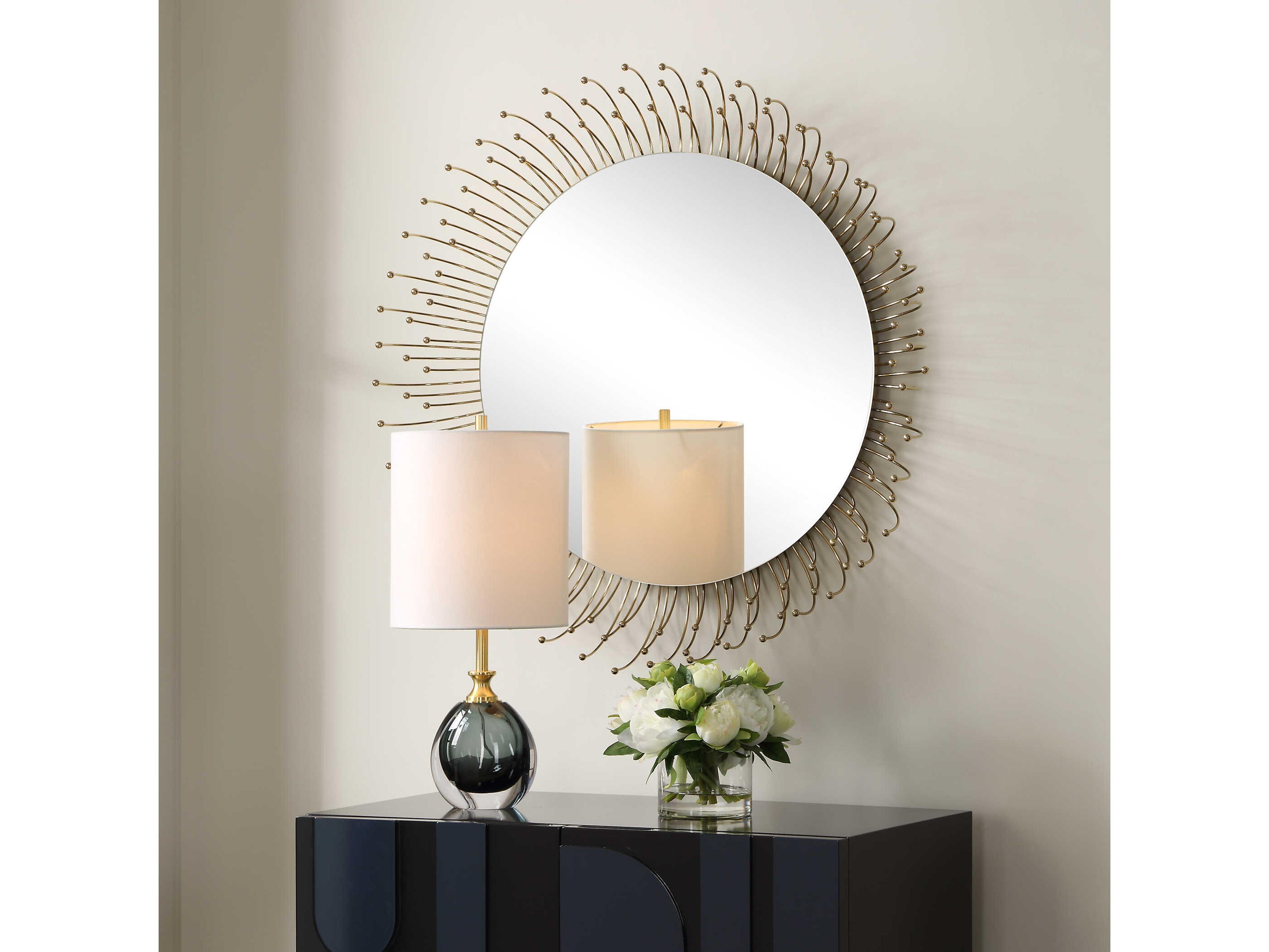 Uttermost Aga Plated Gold Round Wall Mirror