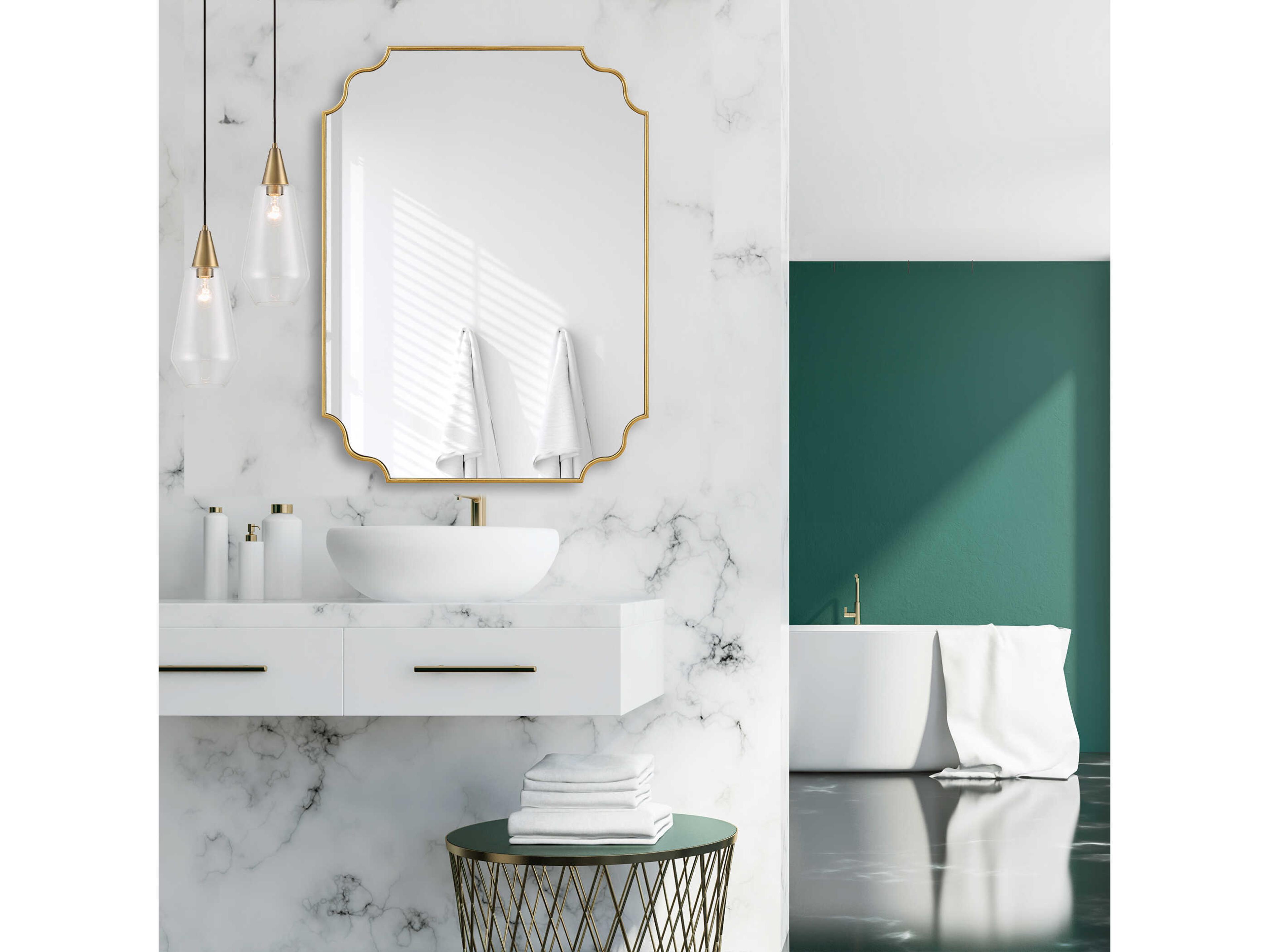 Uttermost Lennyn Antiqued Gold Leaf Rectangular Wall Mirror