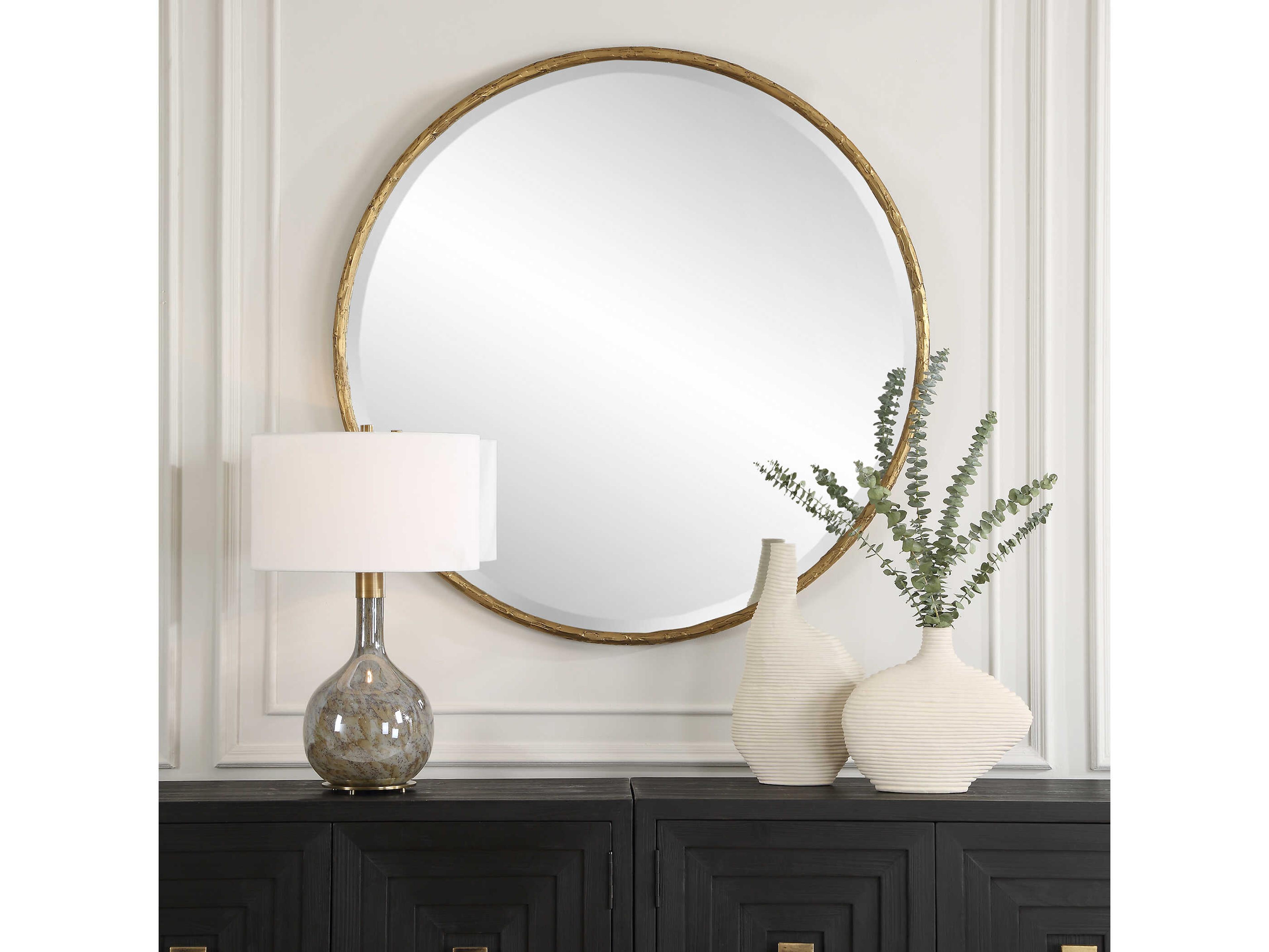 Uttermost Sutton Aged Gold Round Wall Mirror