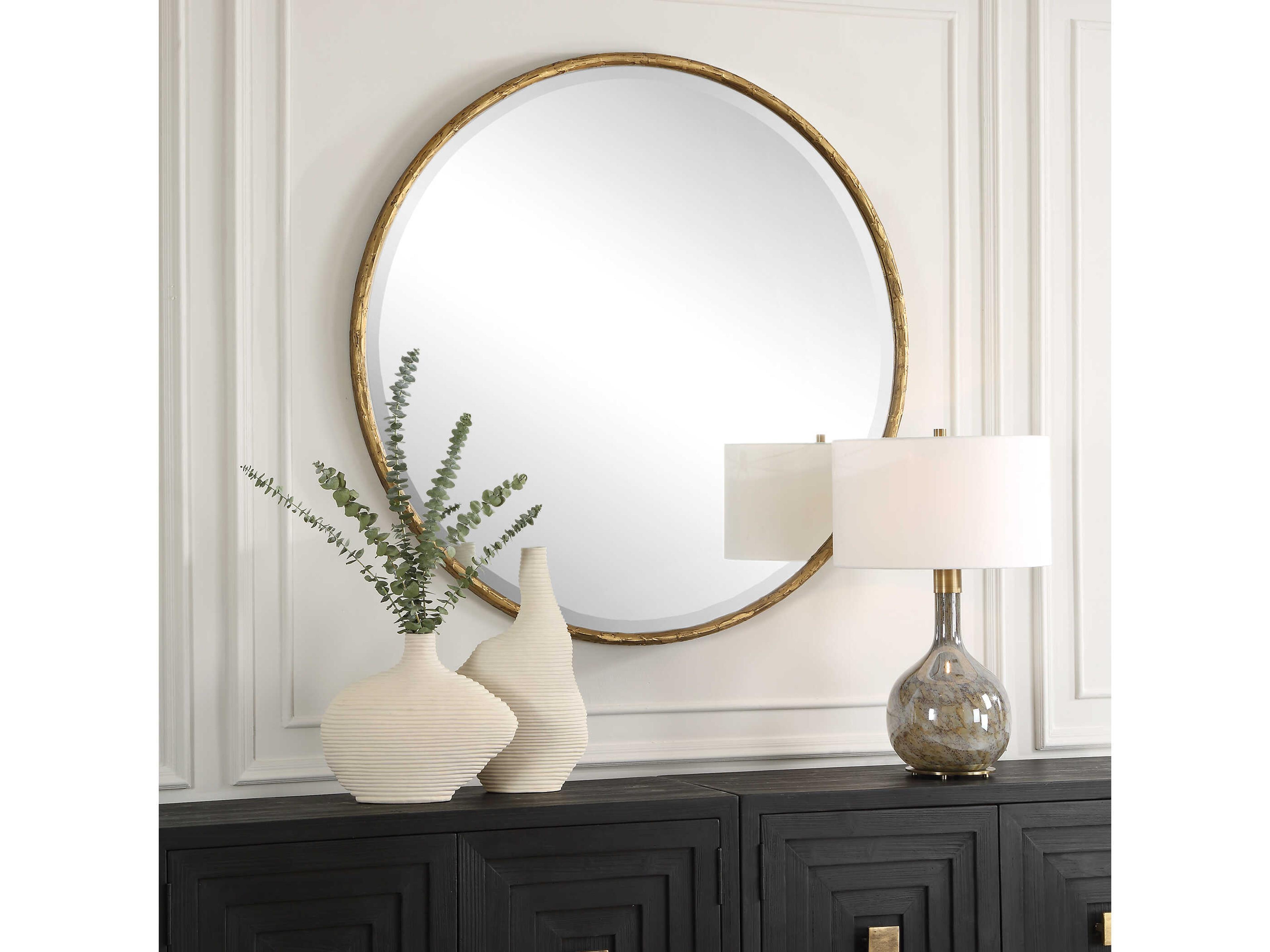 Uttermost Sutton Aged Gold Round Wall Mirror