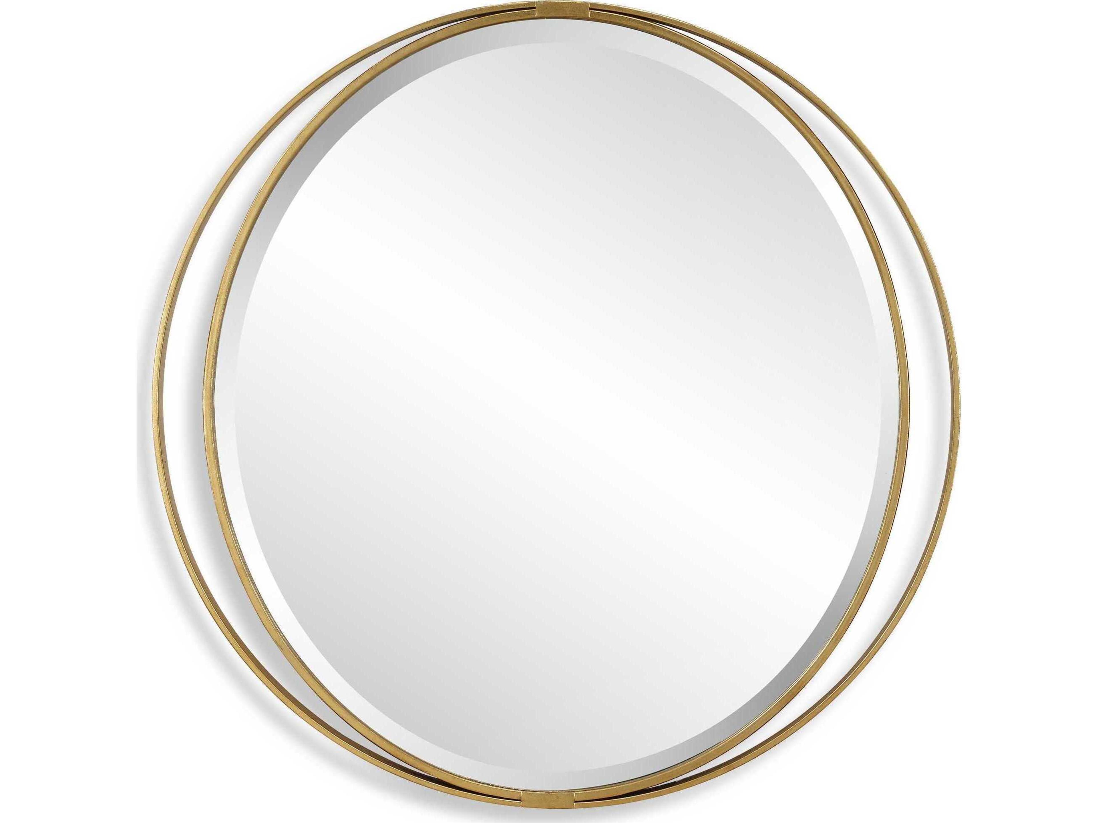 Rhodes Metallic Gold Leaf Round Wall Mirror