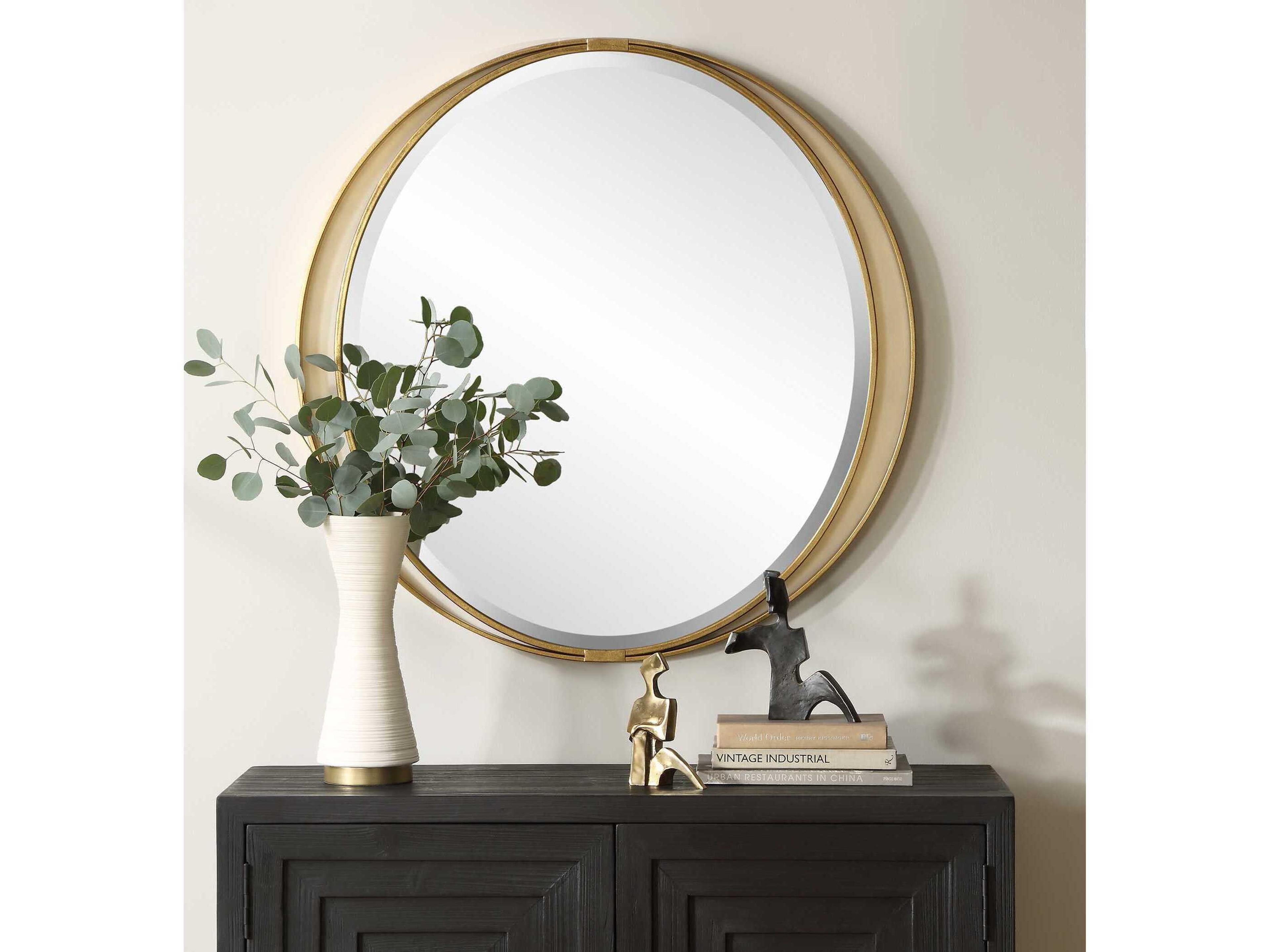 Uttermost Rhodes Metallic Gold Leaf Round Wall Mirror
