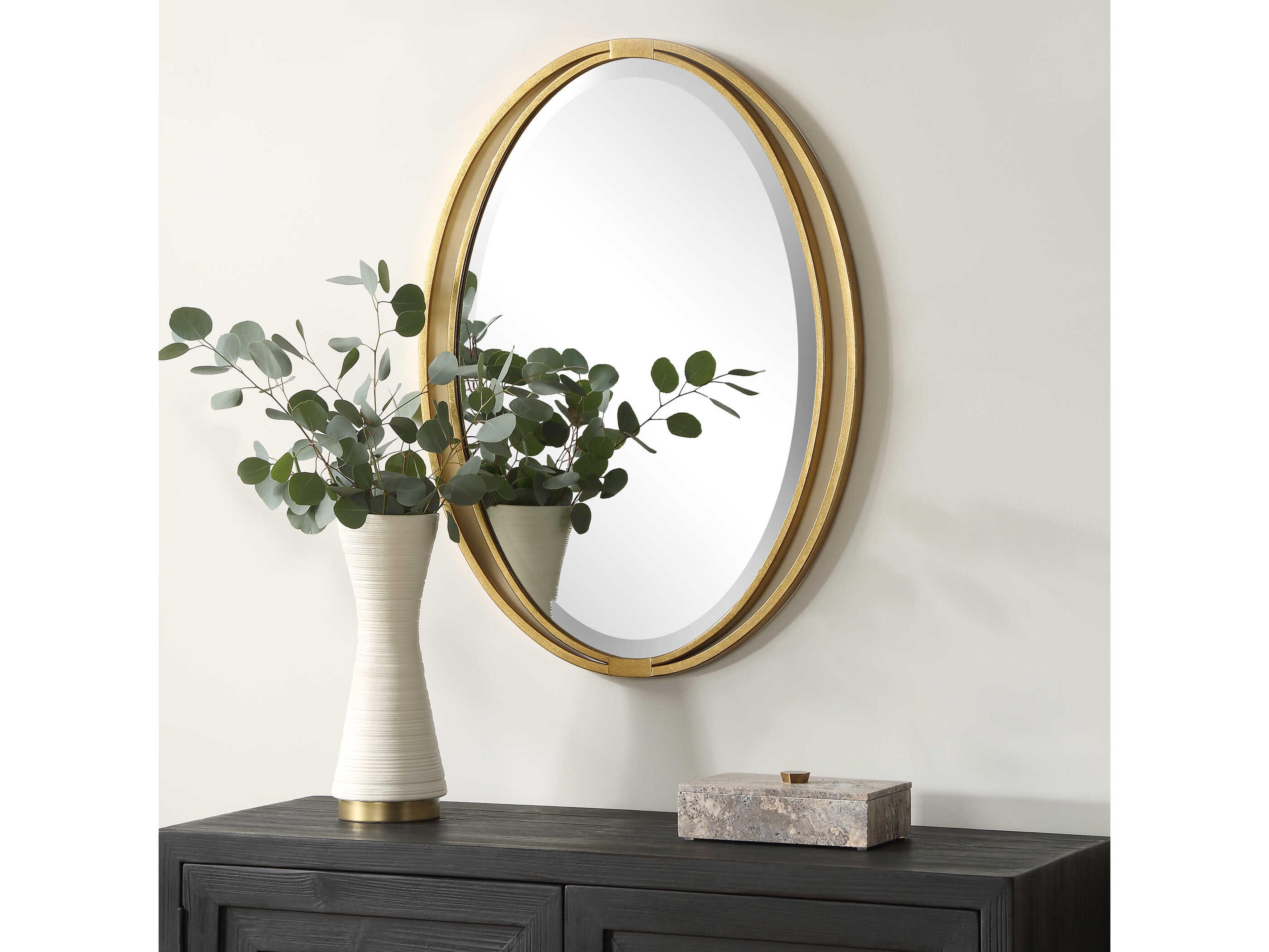 Uttermost Rhodes Metallic Gold Leaf Oval Wall Mirror