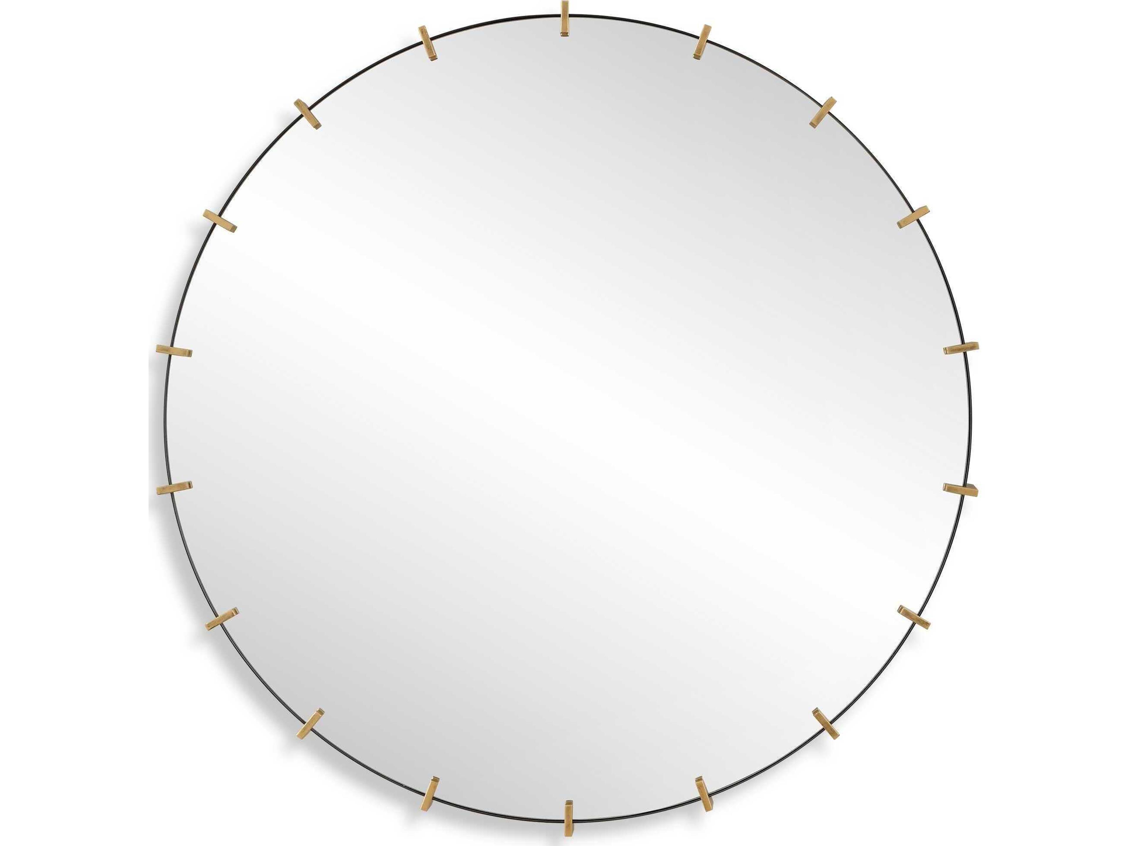 Uttermost Pali Black Antiqued Brushed Gold Round Wall Mirror