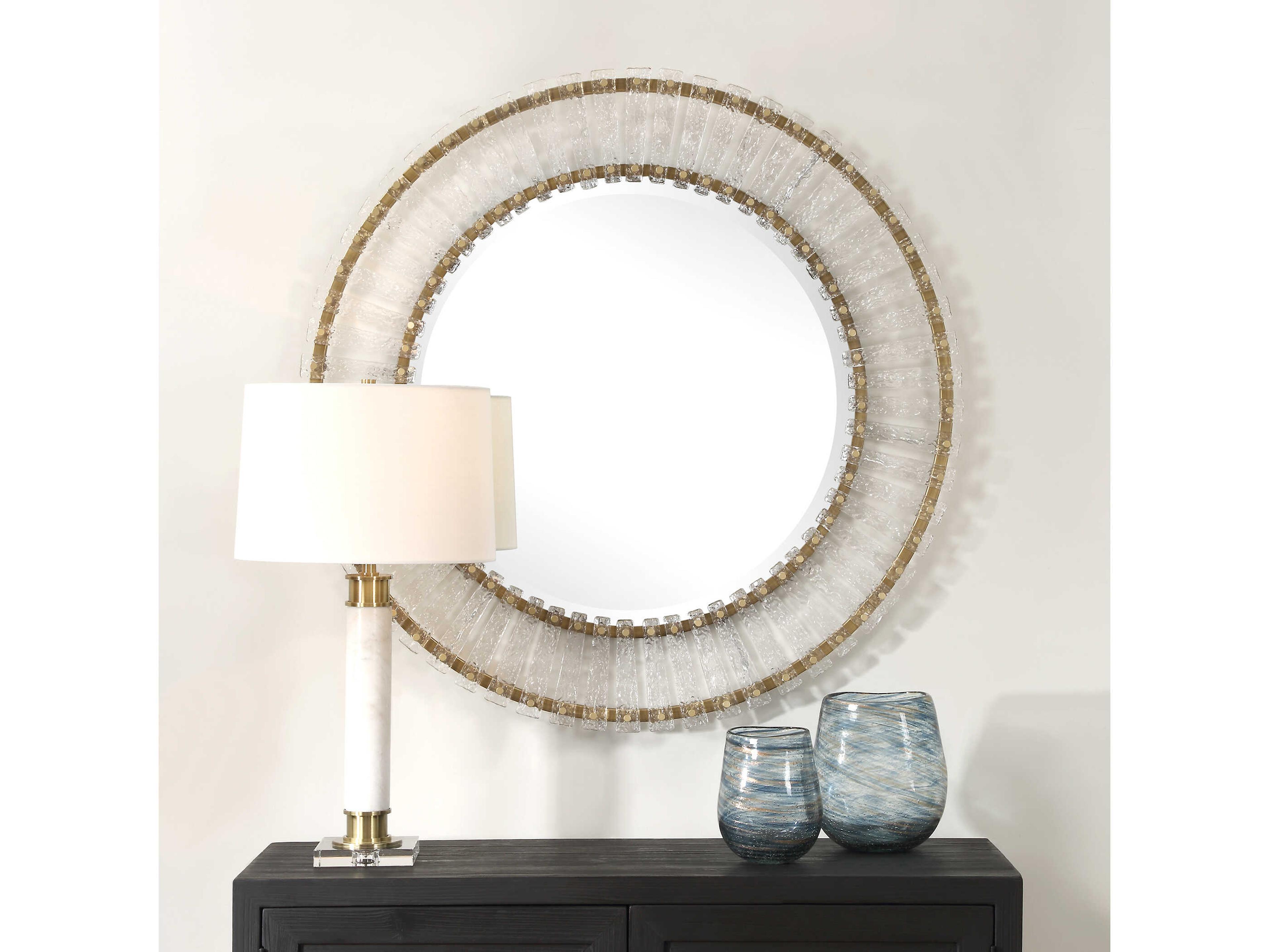 Uttermost Denali Brushed Gold Round Wall Mirror