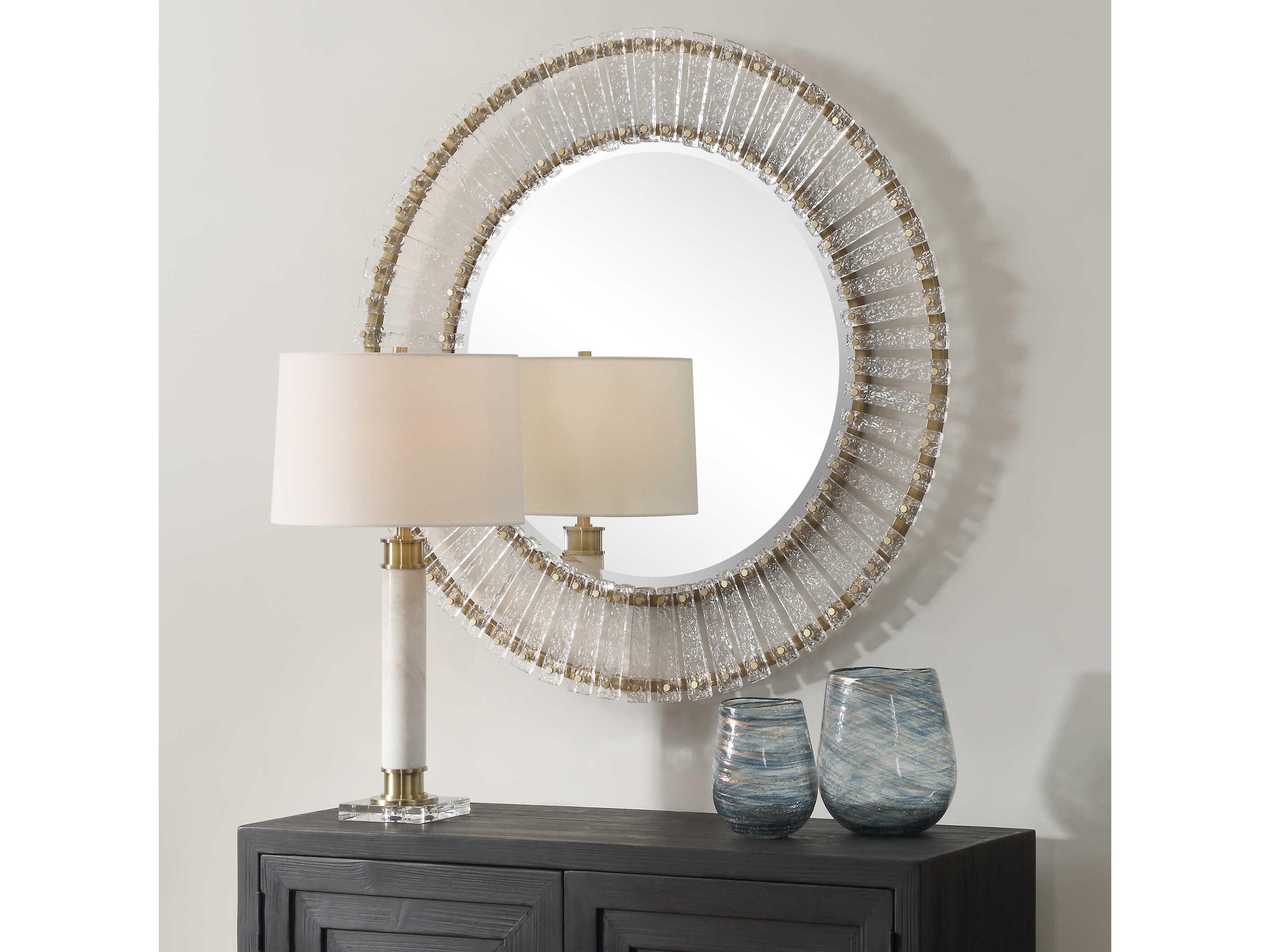 Uttermost Denali Brushed Gold Round Wall Mirror