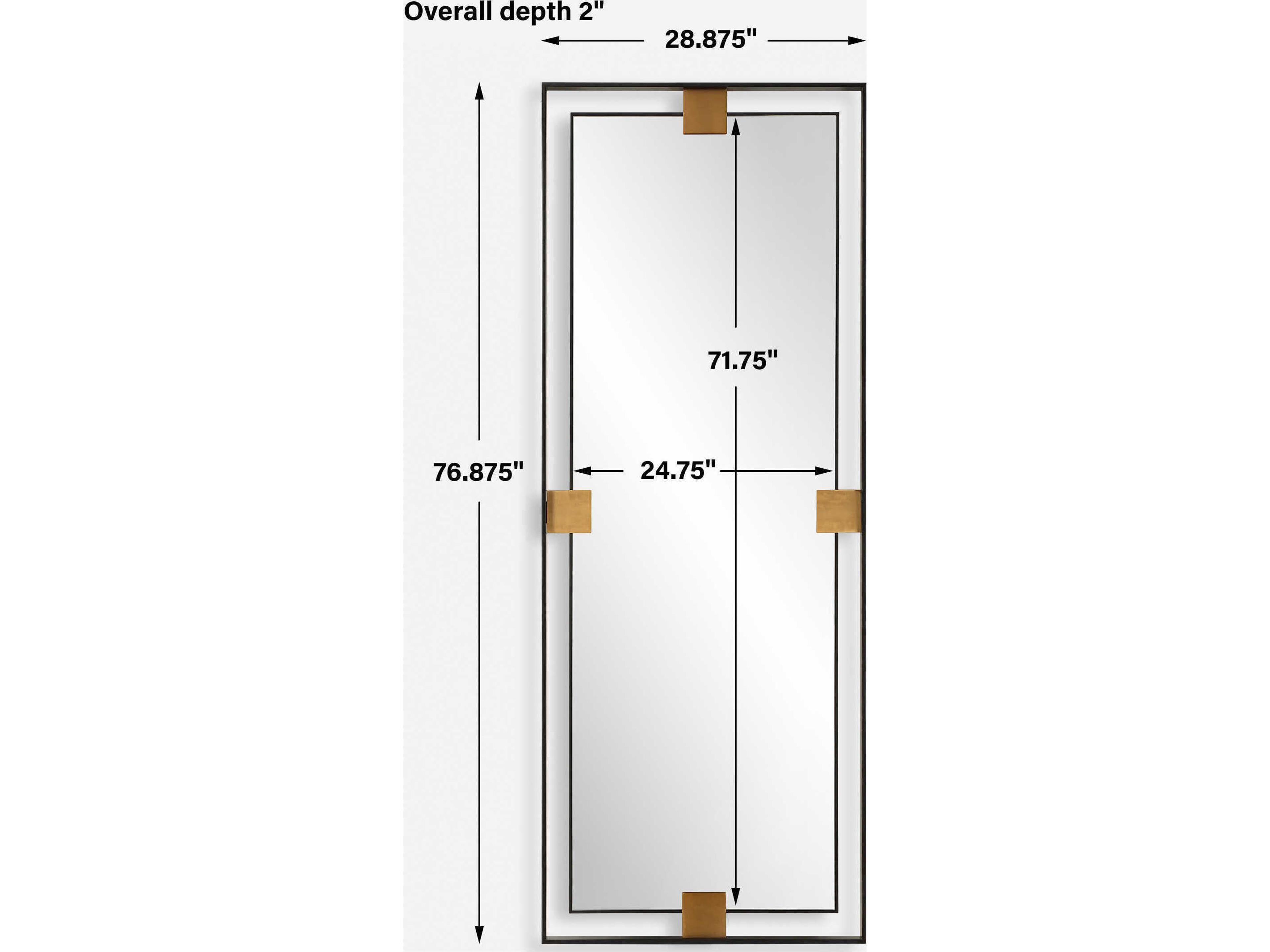 Uttermost Cornerstone Satin Black Rectangular Wall Mirror