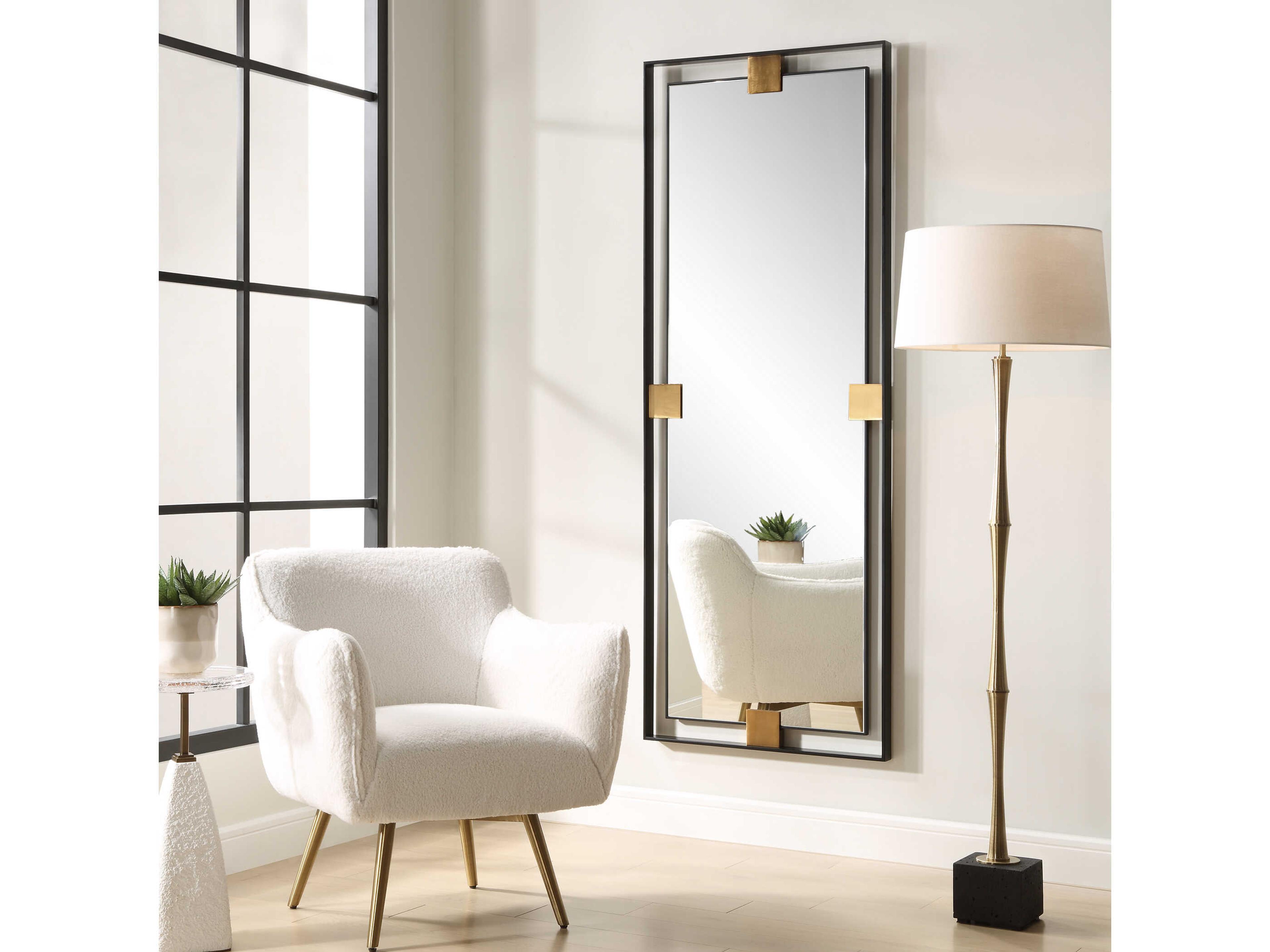 Uttermost Cornerstone Satin Black Rectangular Wall Mirror