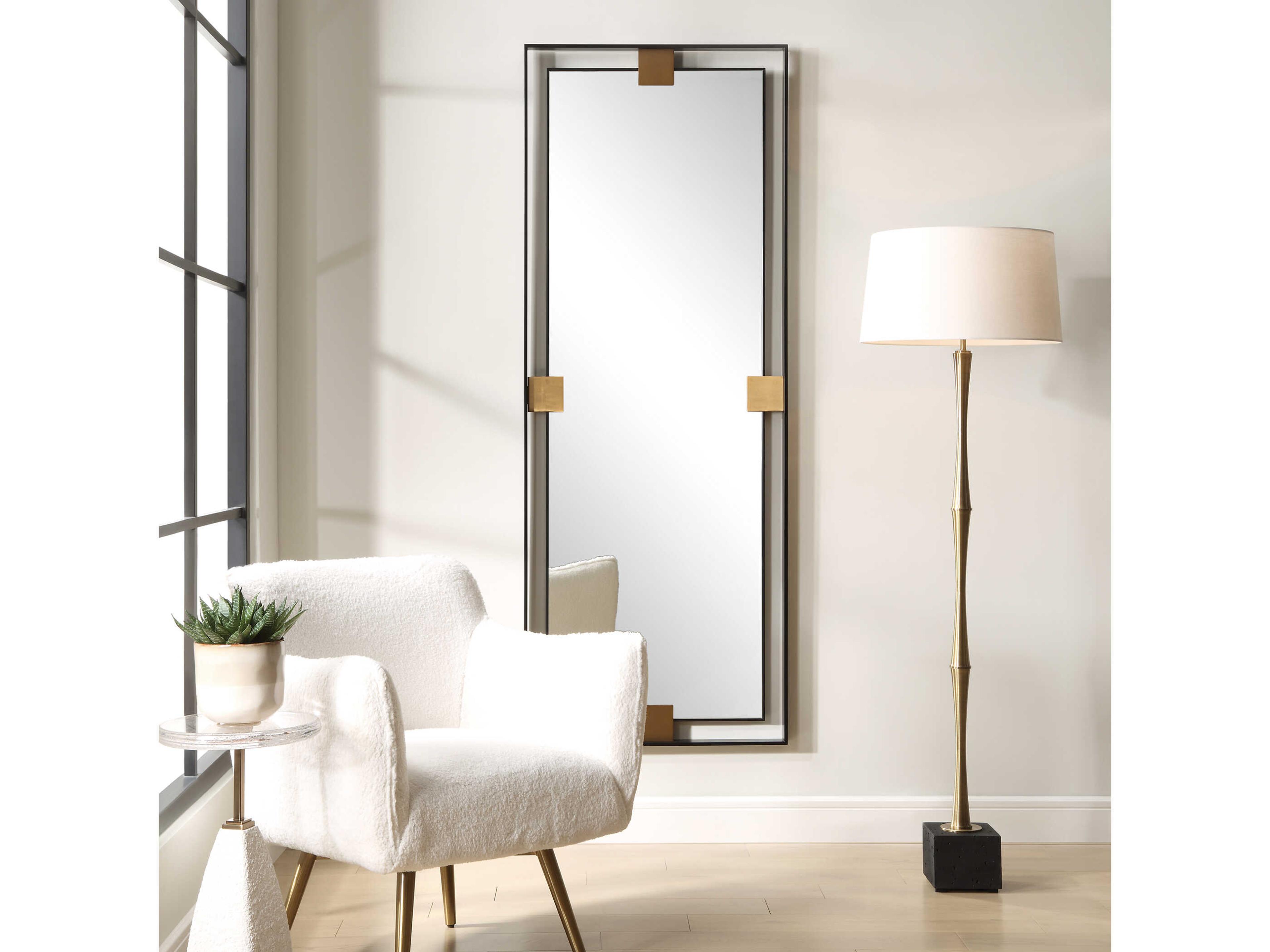 Uttermost Cornerstone Satin Black Rectangular Wall Mirror