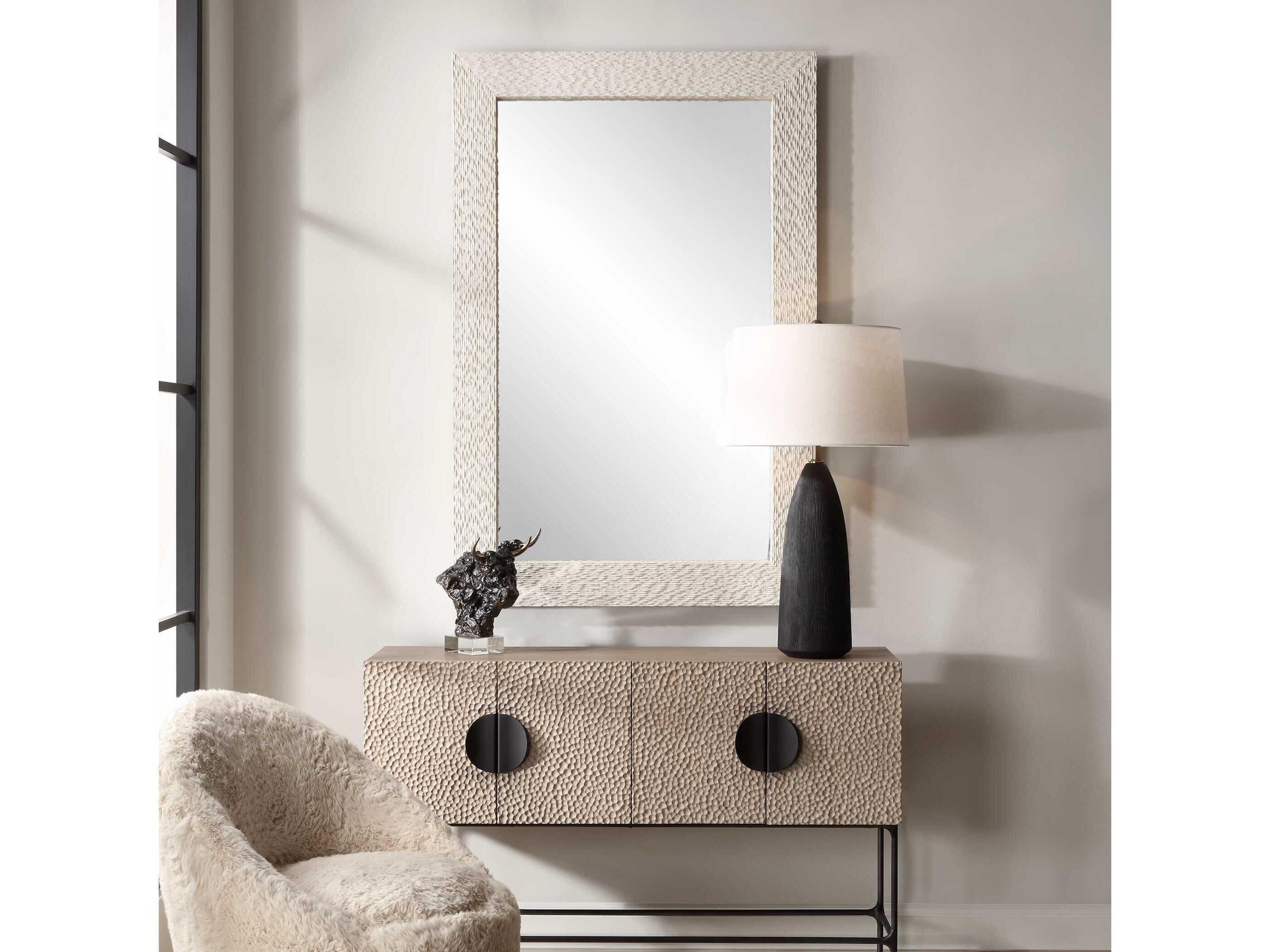 Uttermost Everett Aged Ivory Rectangular Wall Mirror