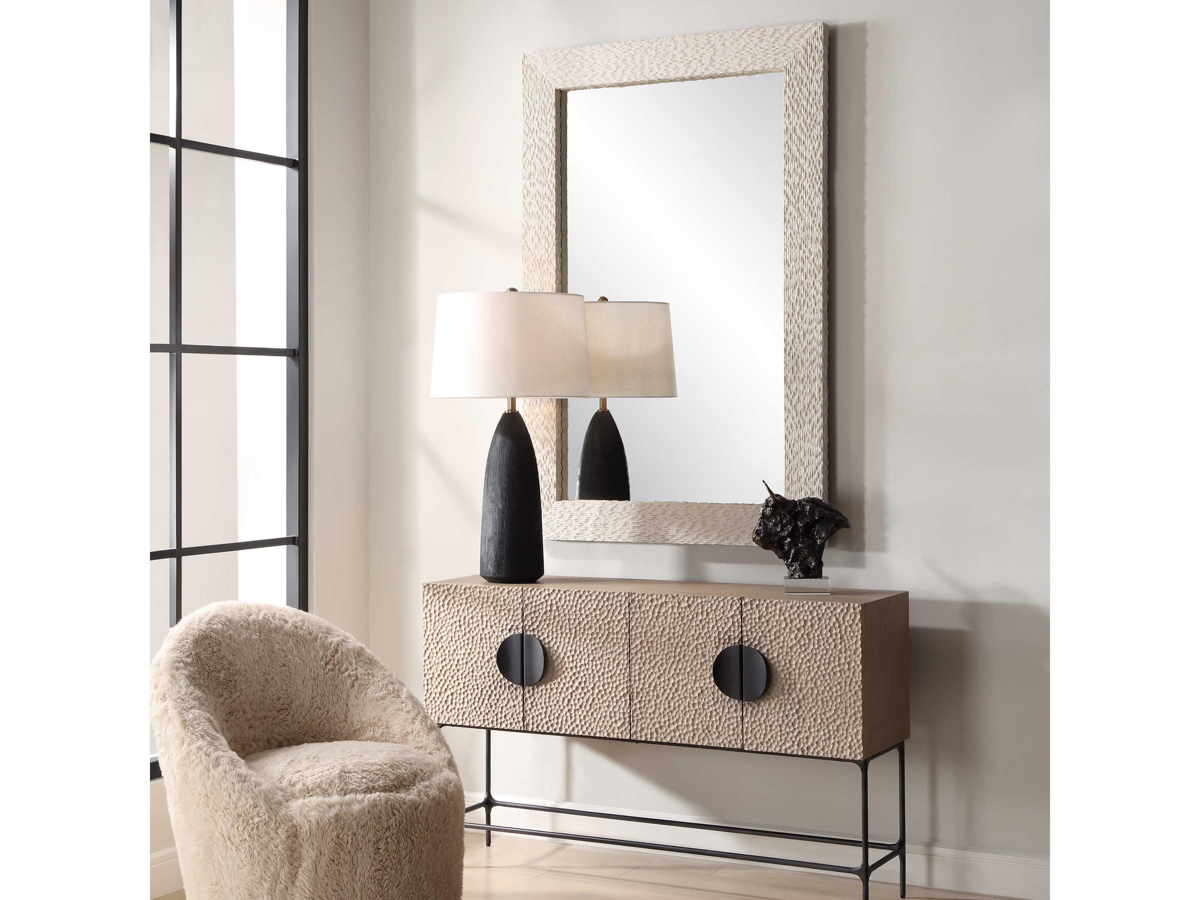 Uttermost Everett Aged Ivory Rectangular Wall Mirror