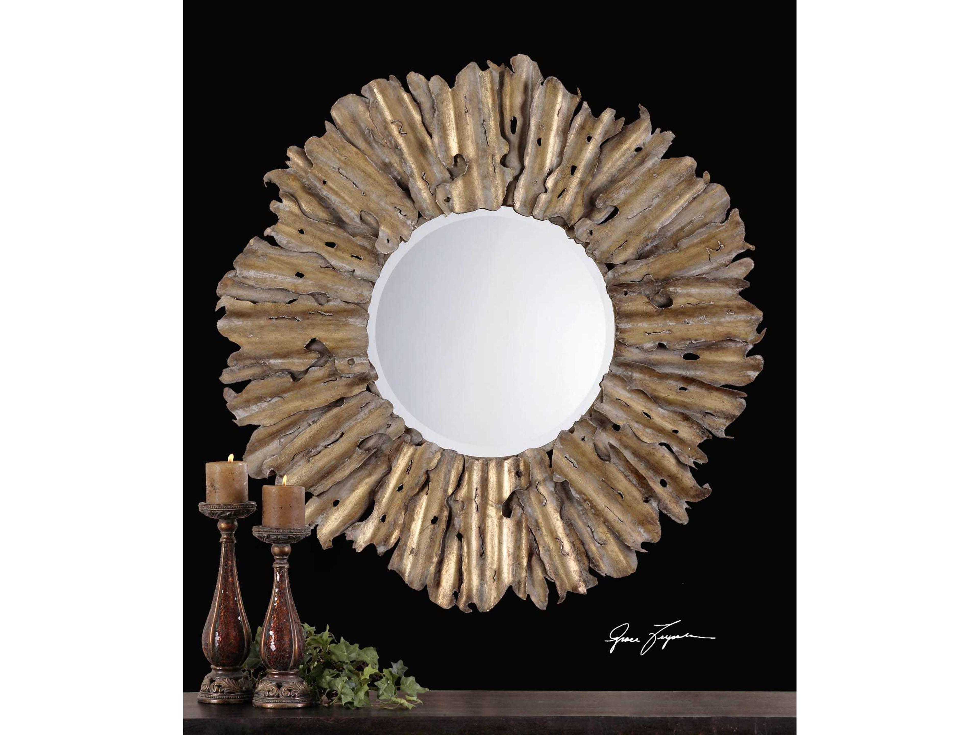 Uttermost Hemani Round Antique Gold Wall Mirror