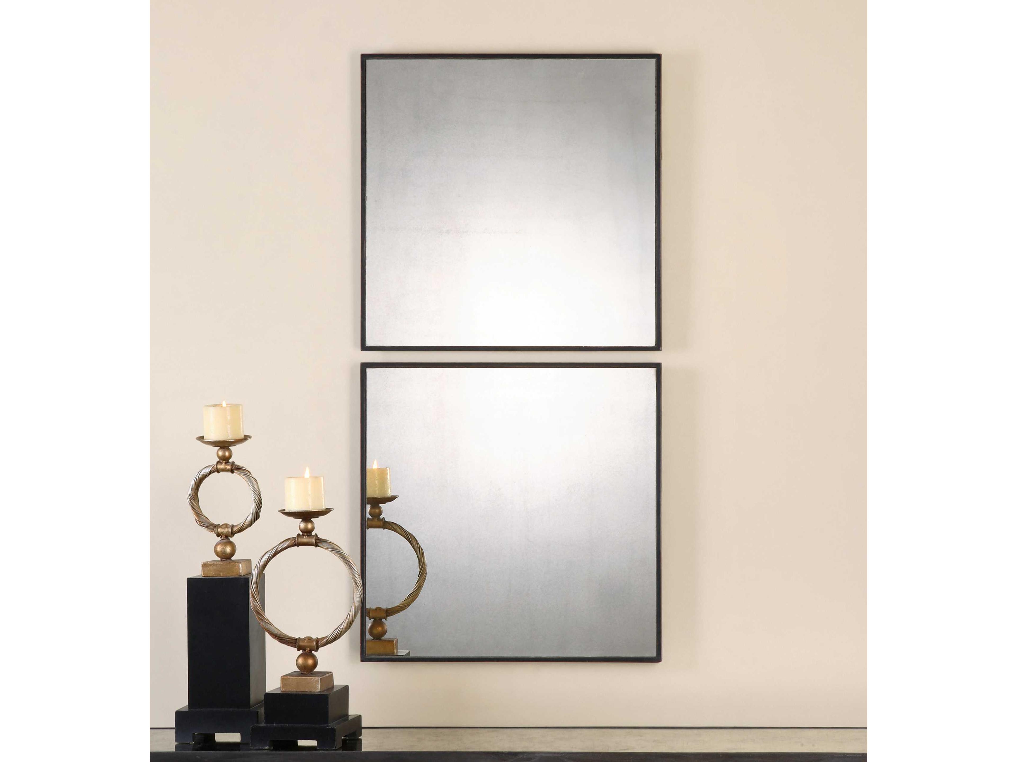 Uttermost Matty Antiqued Square Wall Mirrors Set of 2