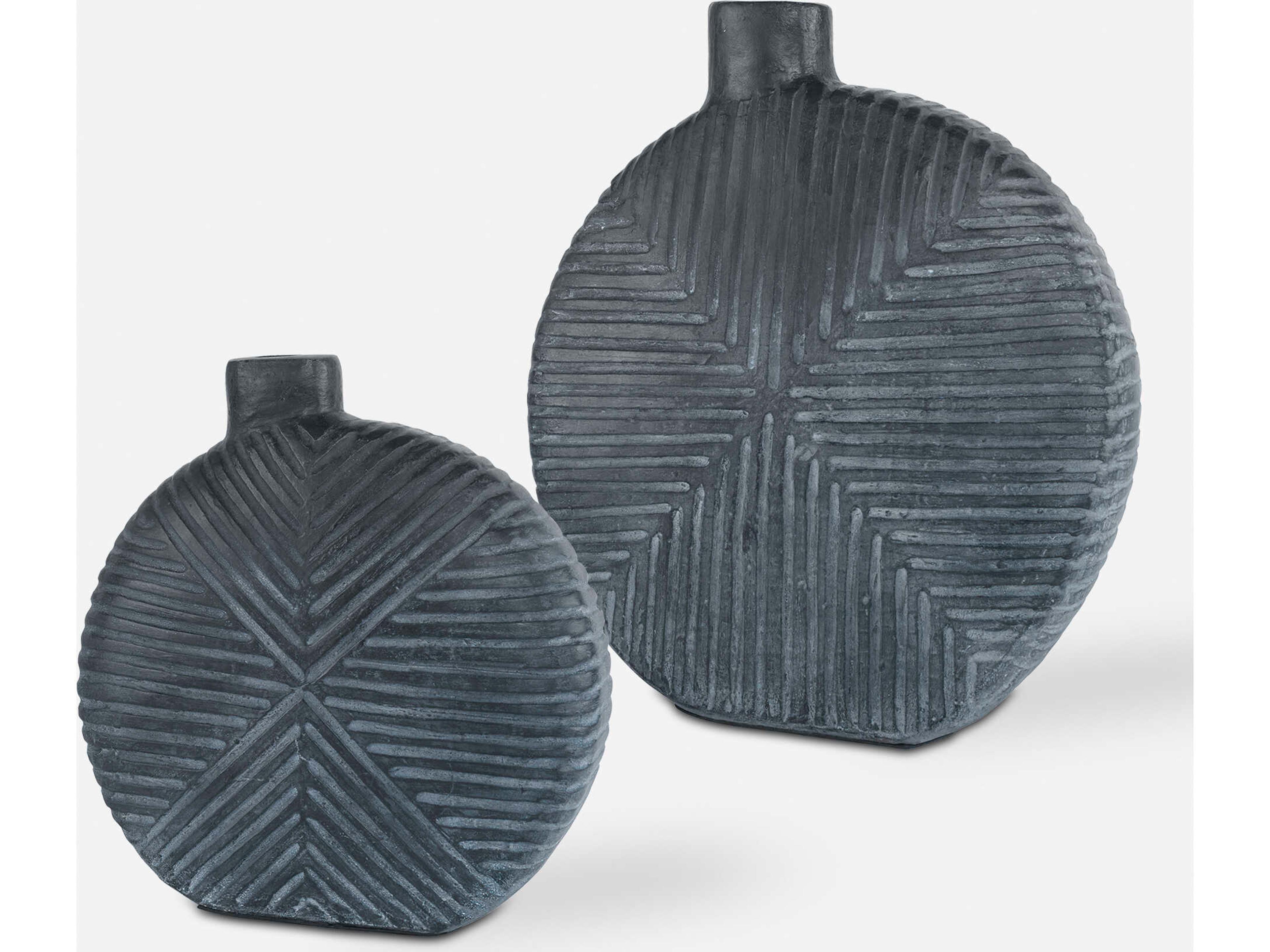 Uttermost Viewpoint Aged Black Vase Set of 2