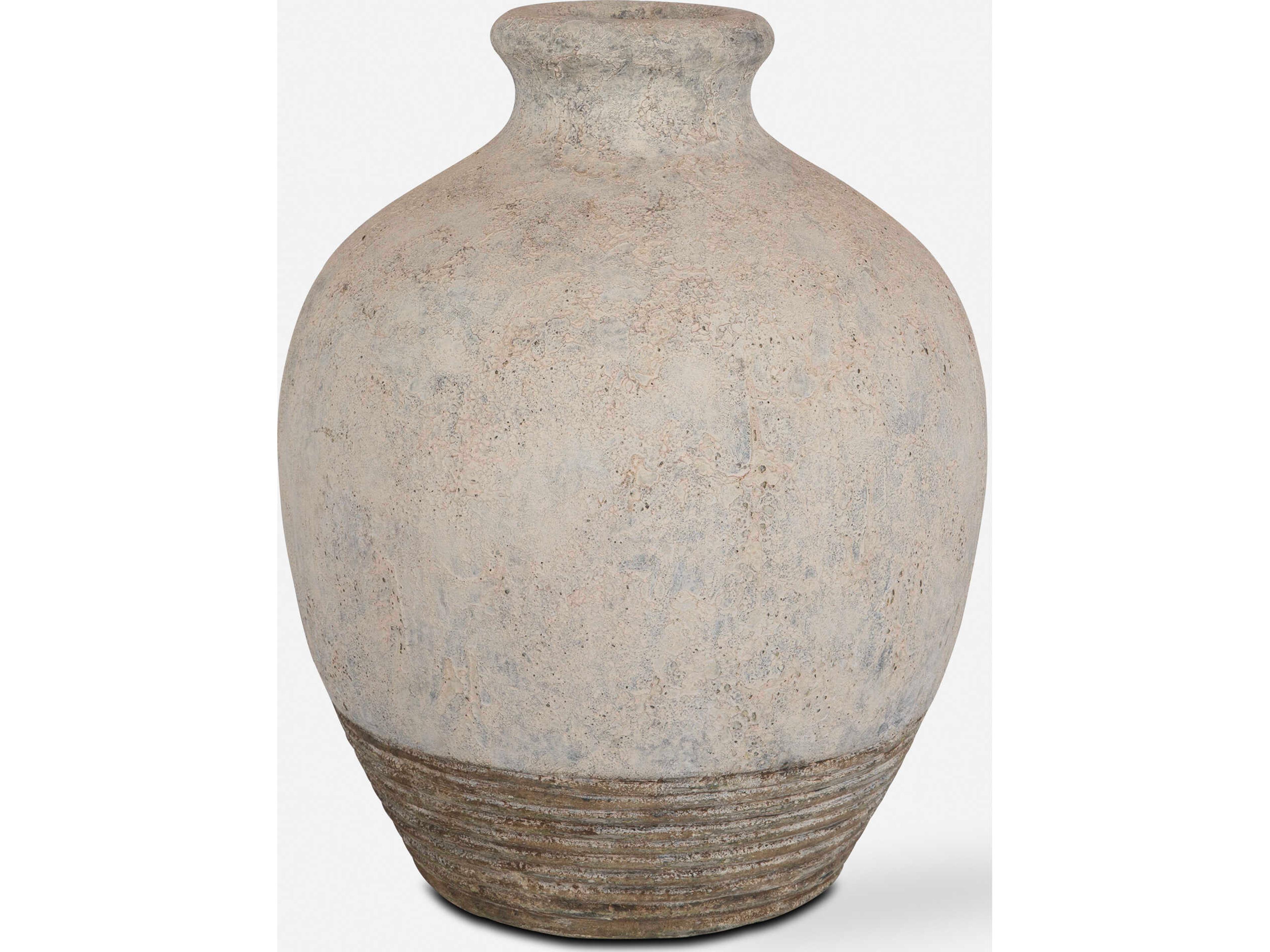 Fernandina White Wash Distressed Rust Brown Vase