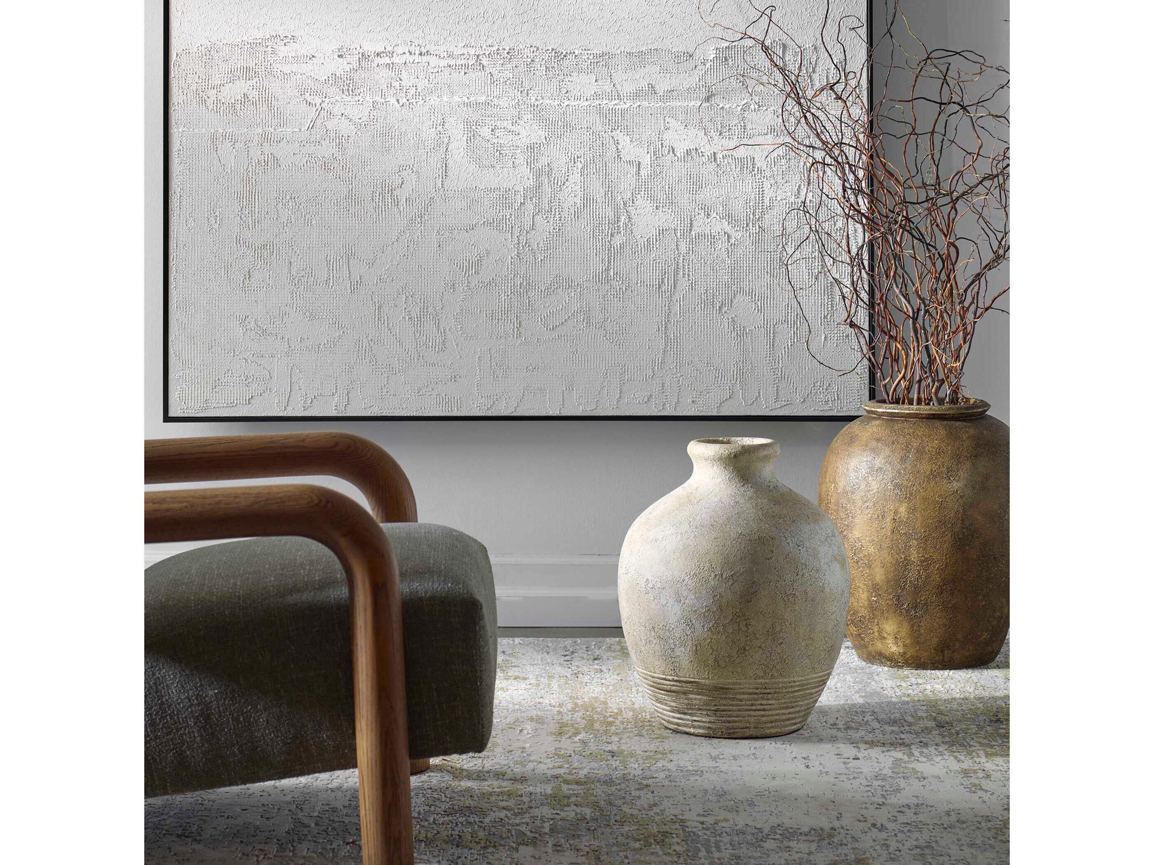 Uttermost Fernandina White Wash Distressed Rust Brown Vase