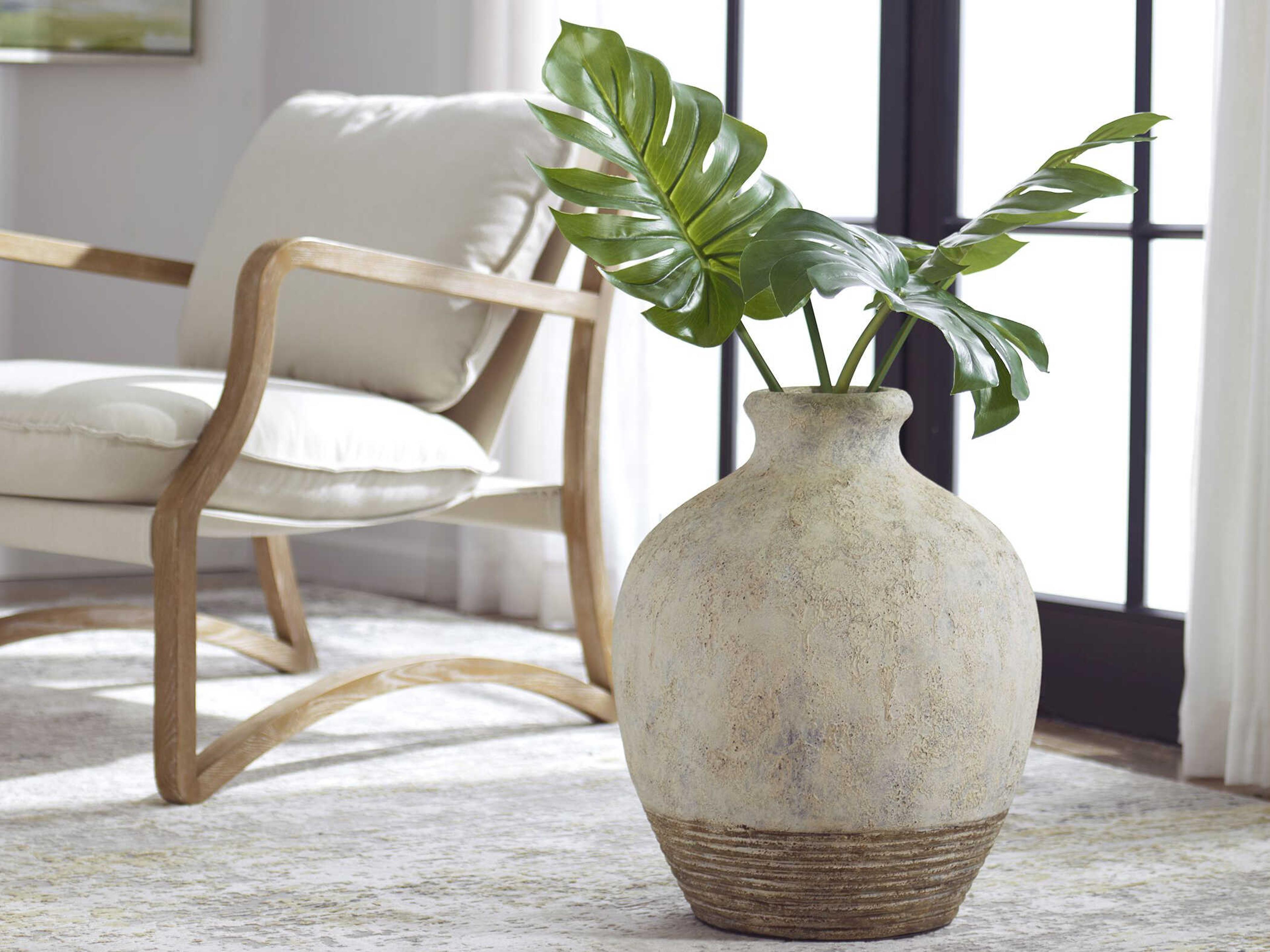 Uttermost Fernandina White Wash Distressed Rust Brown Vase