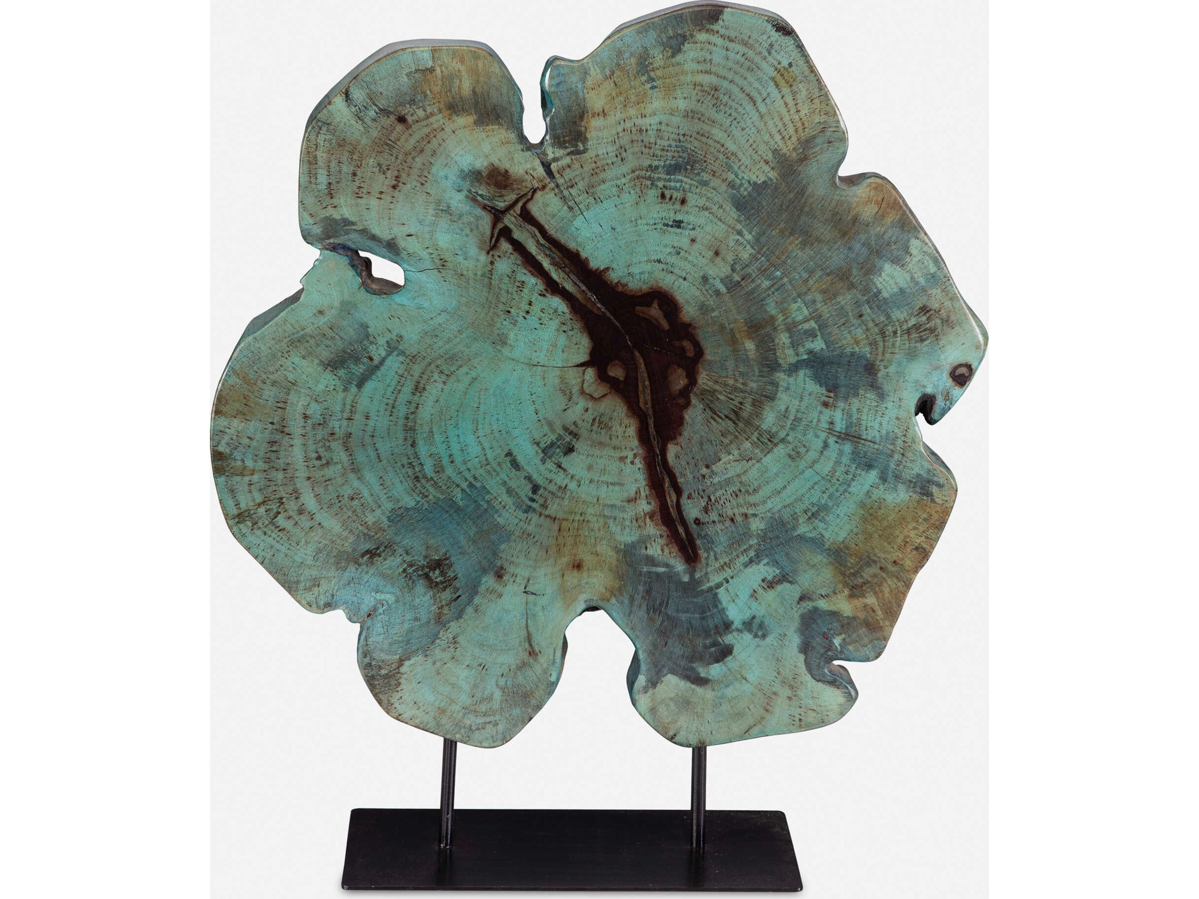 Bahati Wood Blue Sculpture