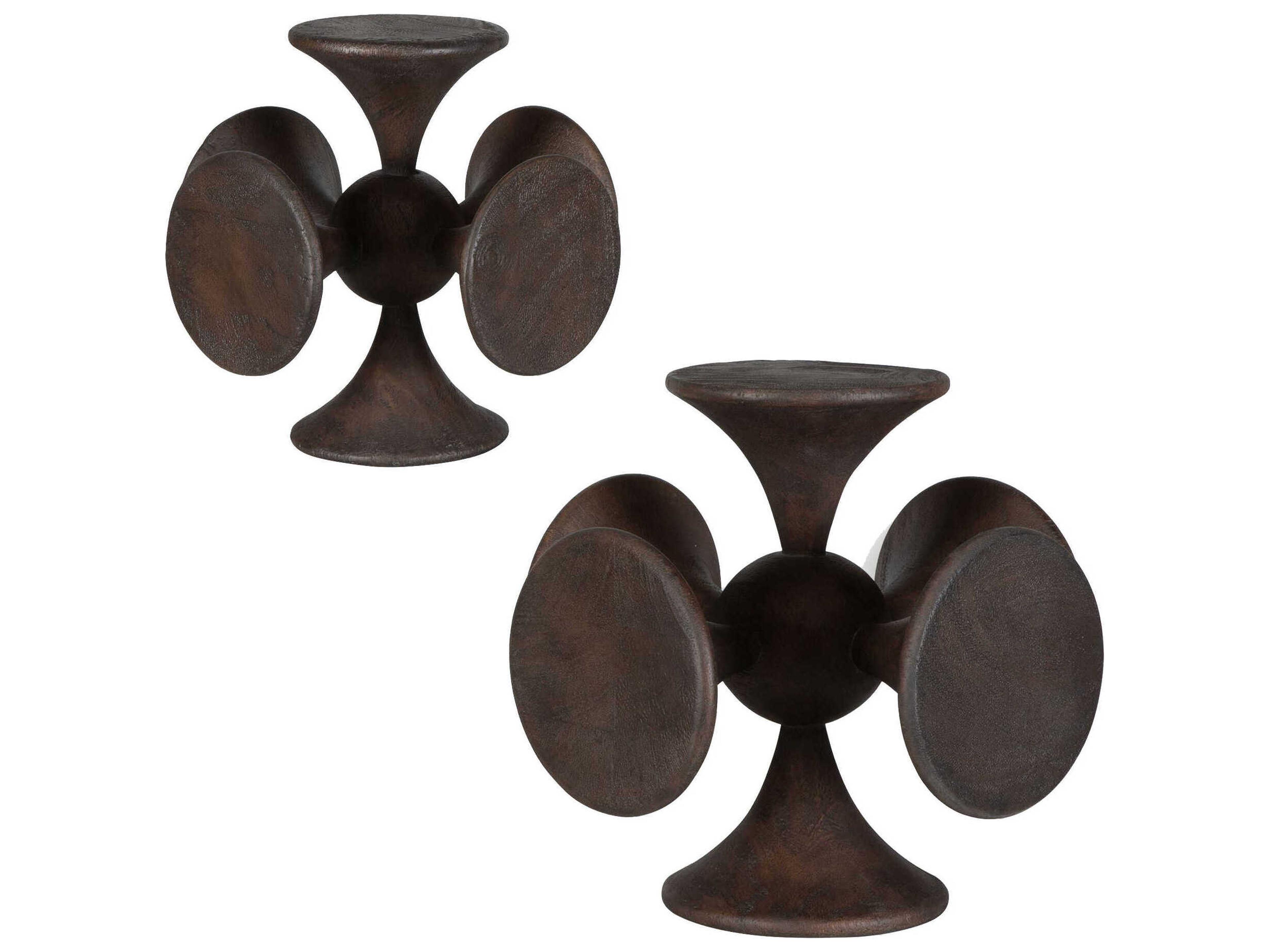Uttermost Balanced Harmony Dark Wooden Sculpture Set of 2