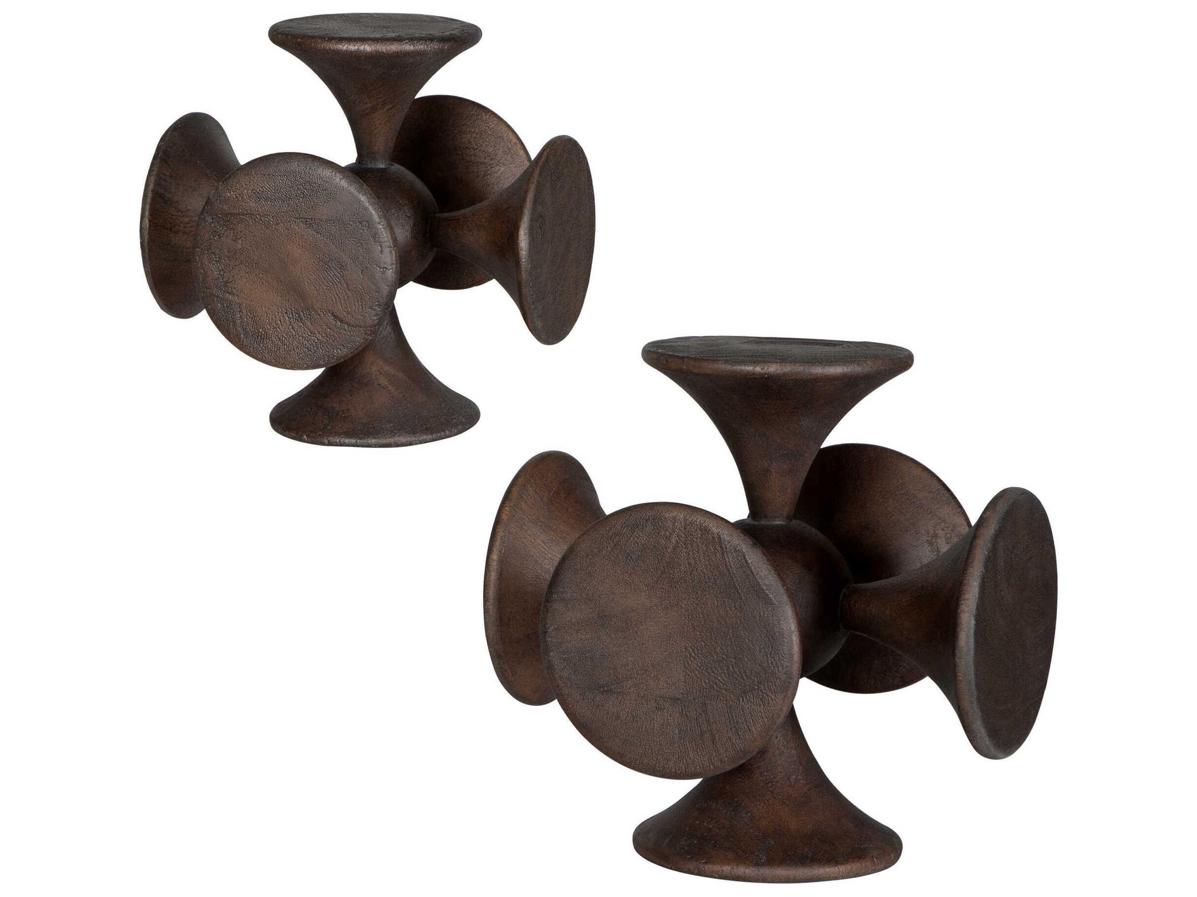 Uttermost Balanced Harmony Dark Wooden Sculpture Set of 2