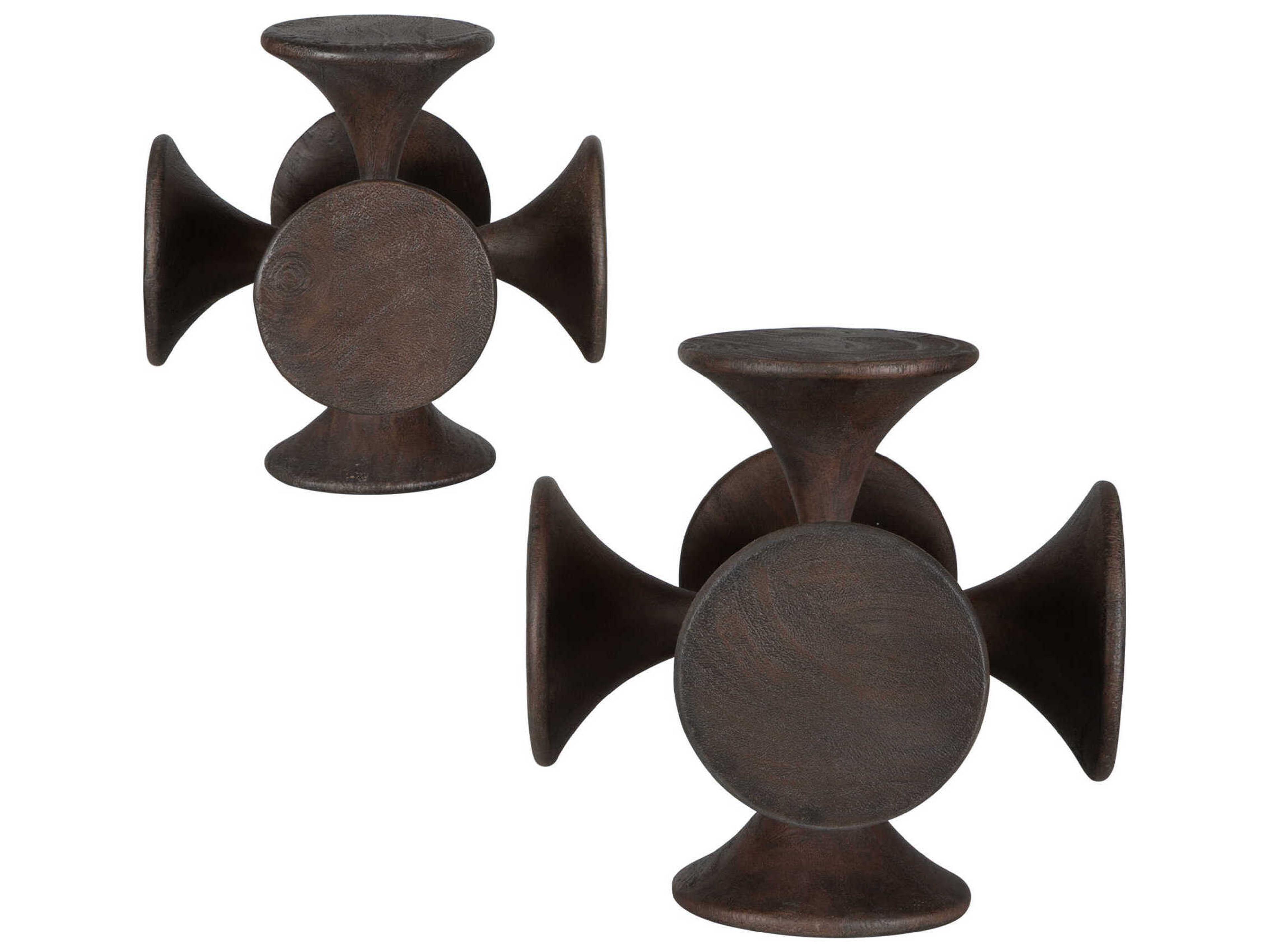 Uttermost Balanced Harmony Dark Wooden Sculpture Set of 2