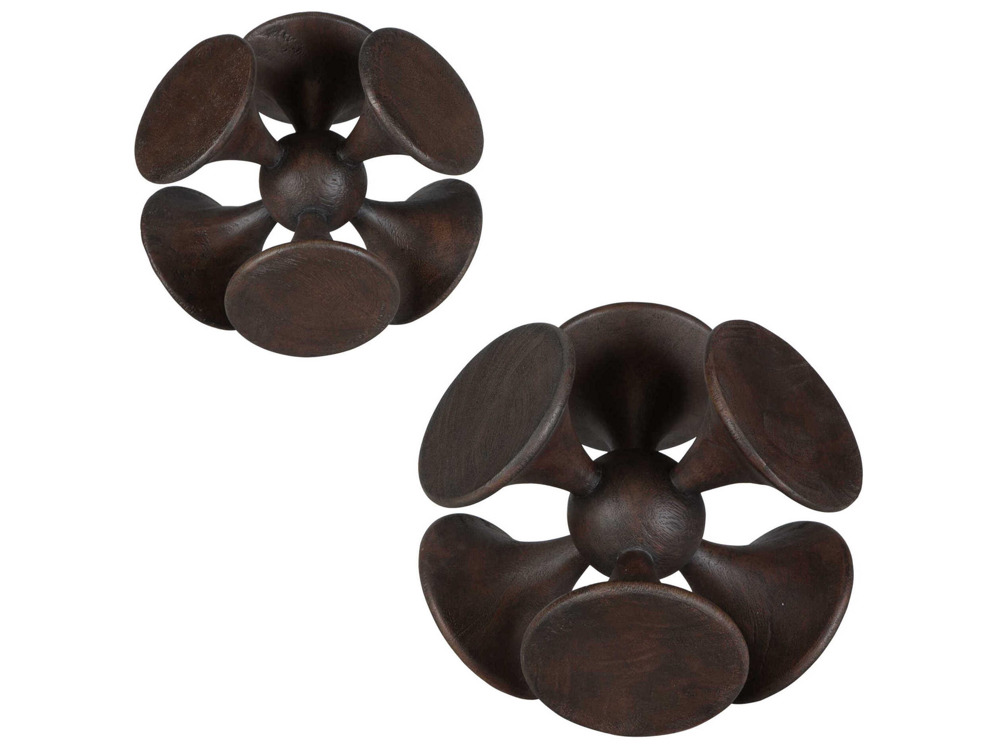 Uttermost Balanced Harmony Dark Wooden Sculpture Set of 2