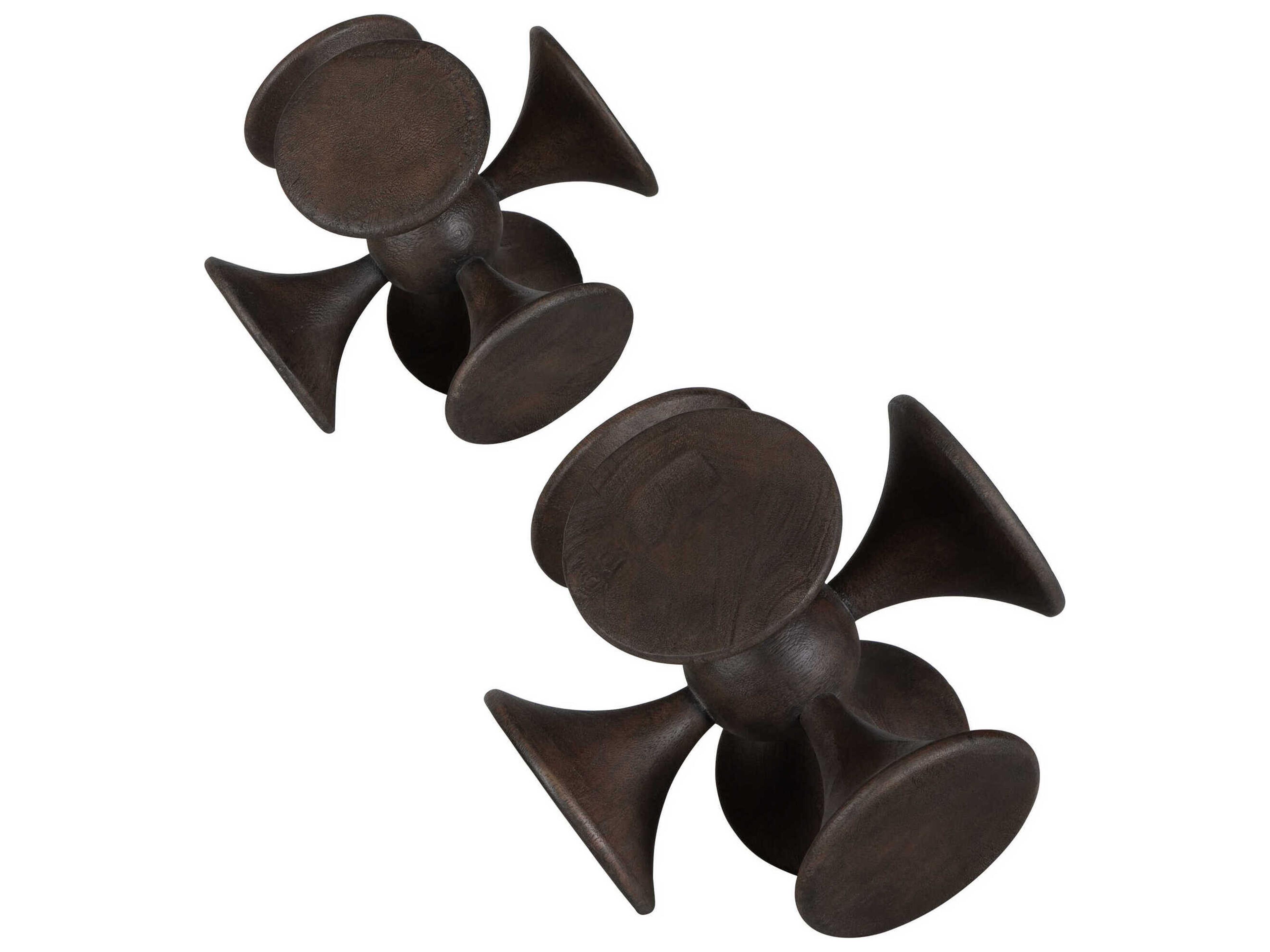 Uttermost Balanced Harmony Dark Wooden Sculpture Set of 2