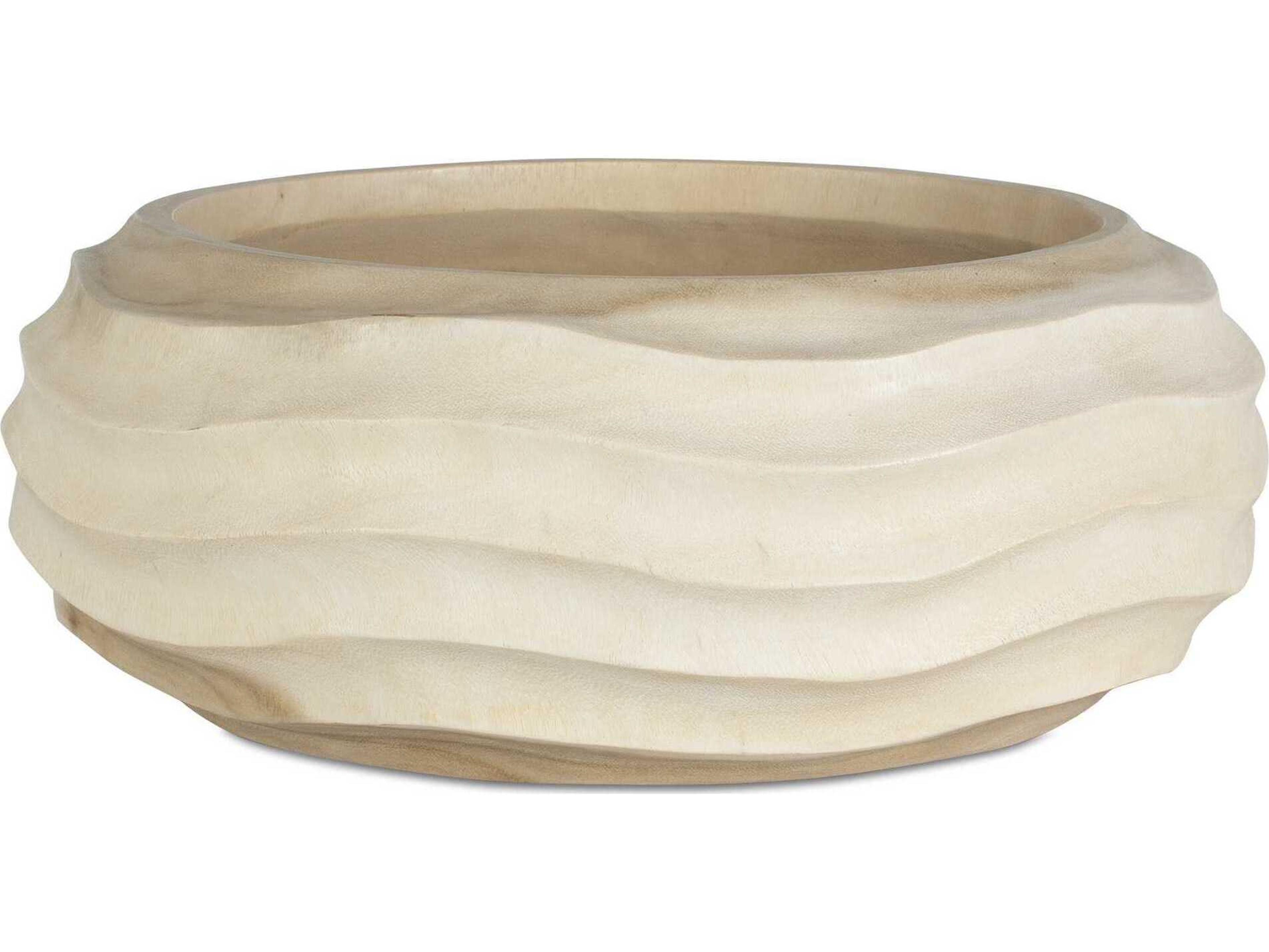 Waveform Bleached Wood Decorative Bowl