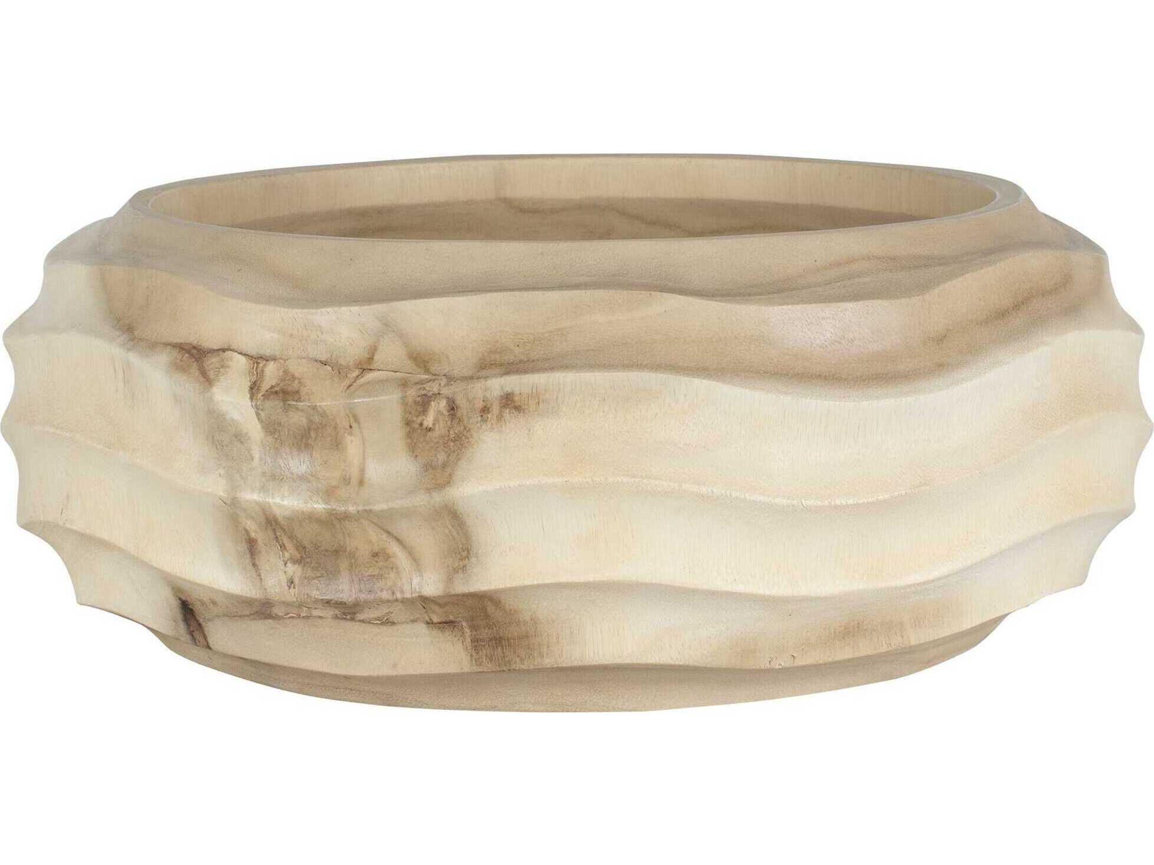 Uttermost Waveform Bleached Wood Decorative Bowl