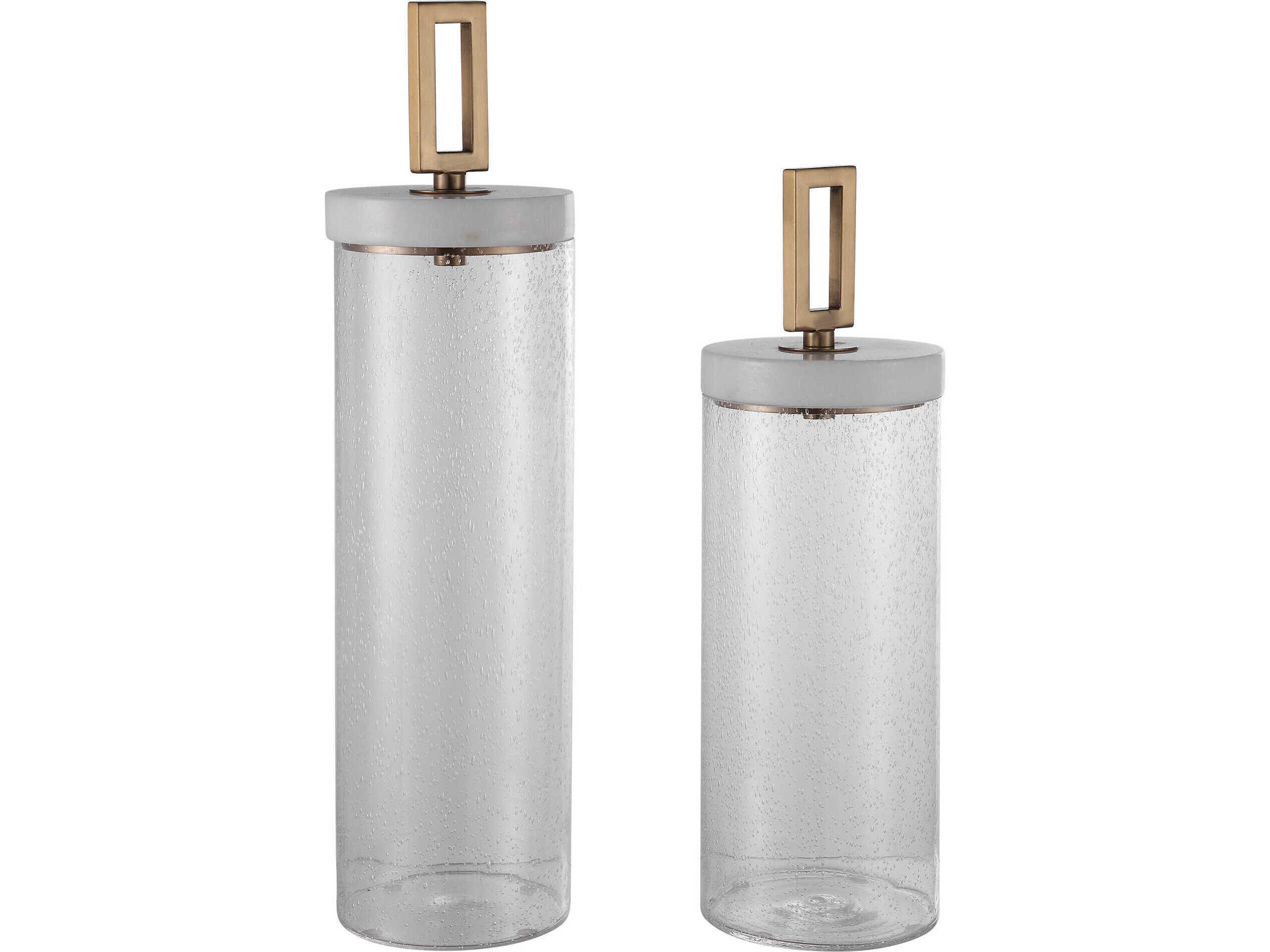 Uttermost Hayworth Clear / Brushed Brass Accent Decorative Set of 2