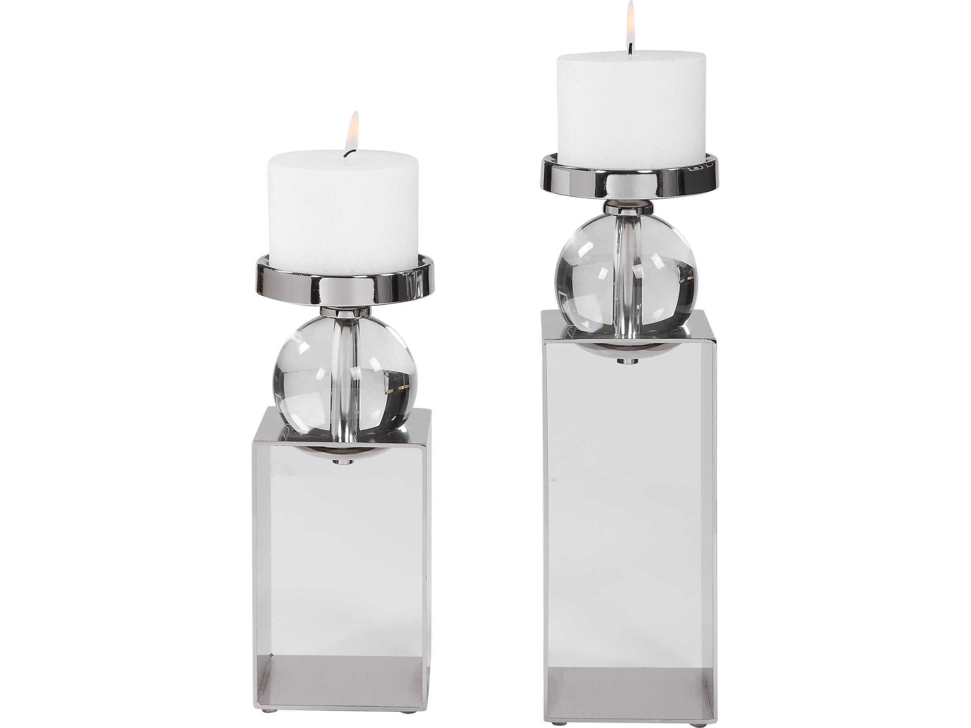 Uttermost Lucian Polished Nickel Candle Holder Set of 2