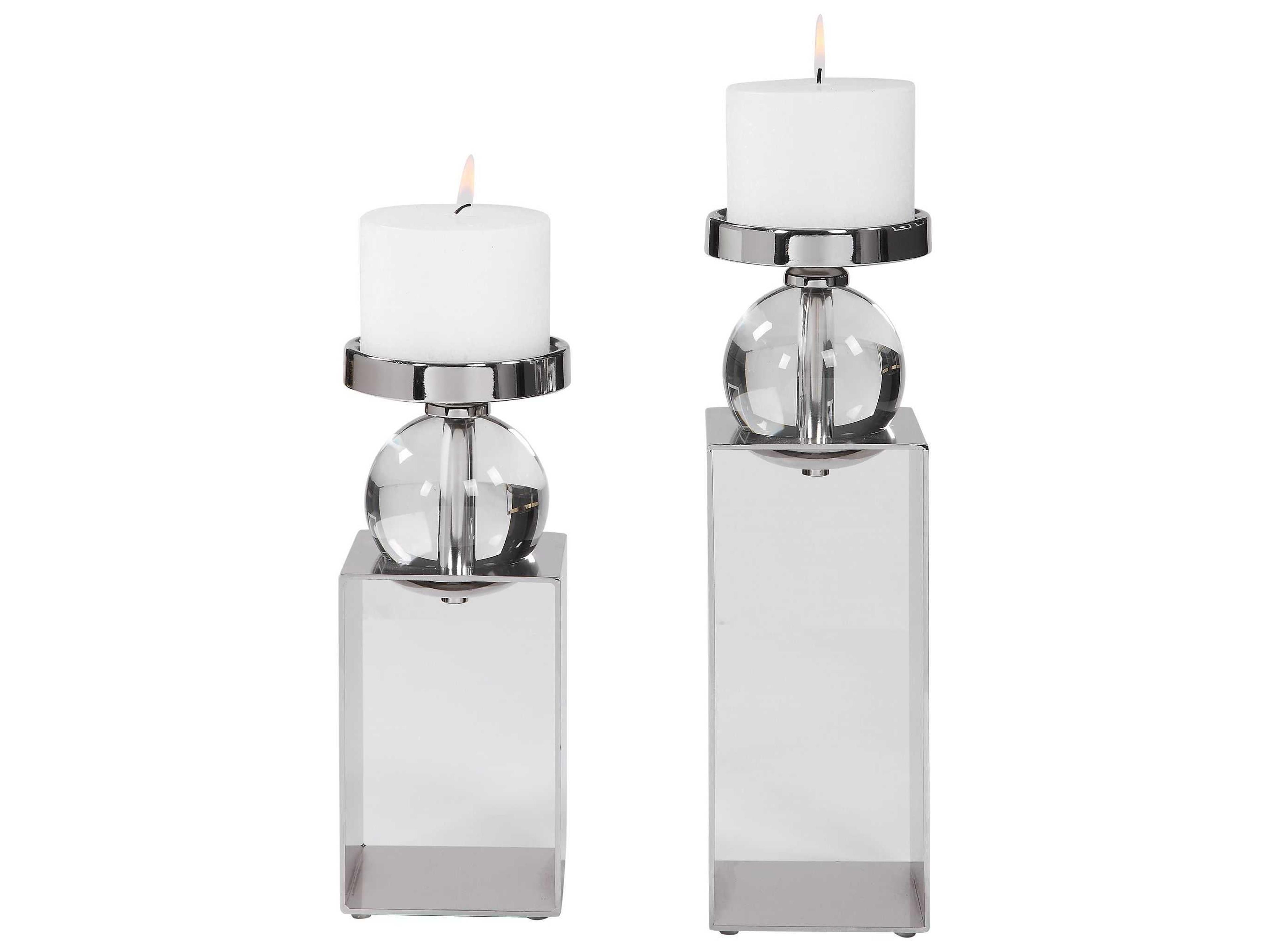 Uttermost Lucian Polished Nickel Candle Holder Set of 2