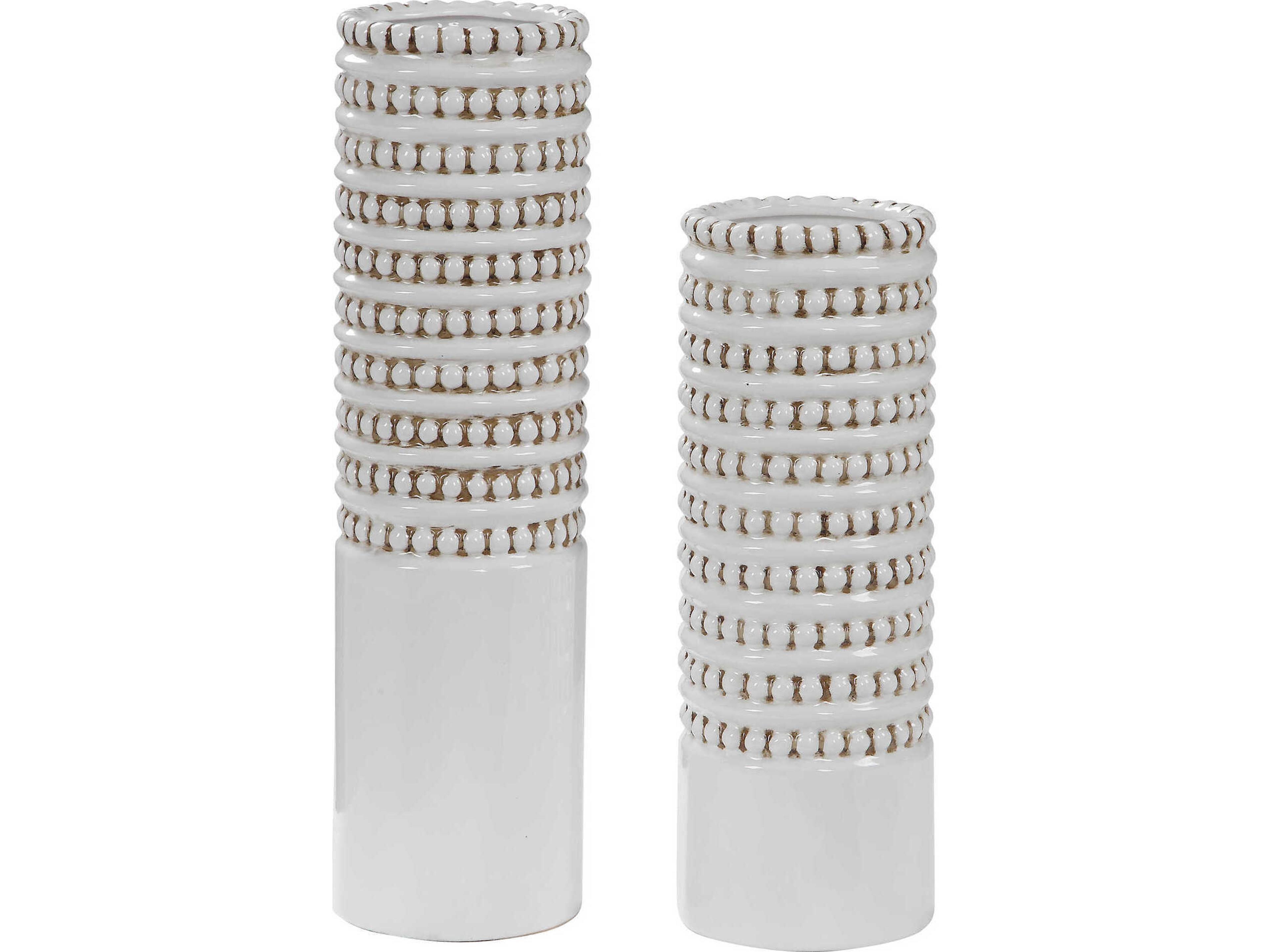 Uttermost Angelou White / Taupe Vase Set of 2