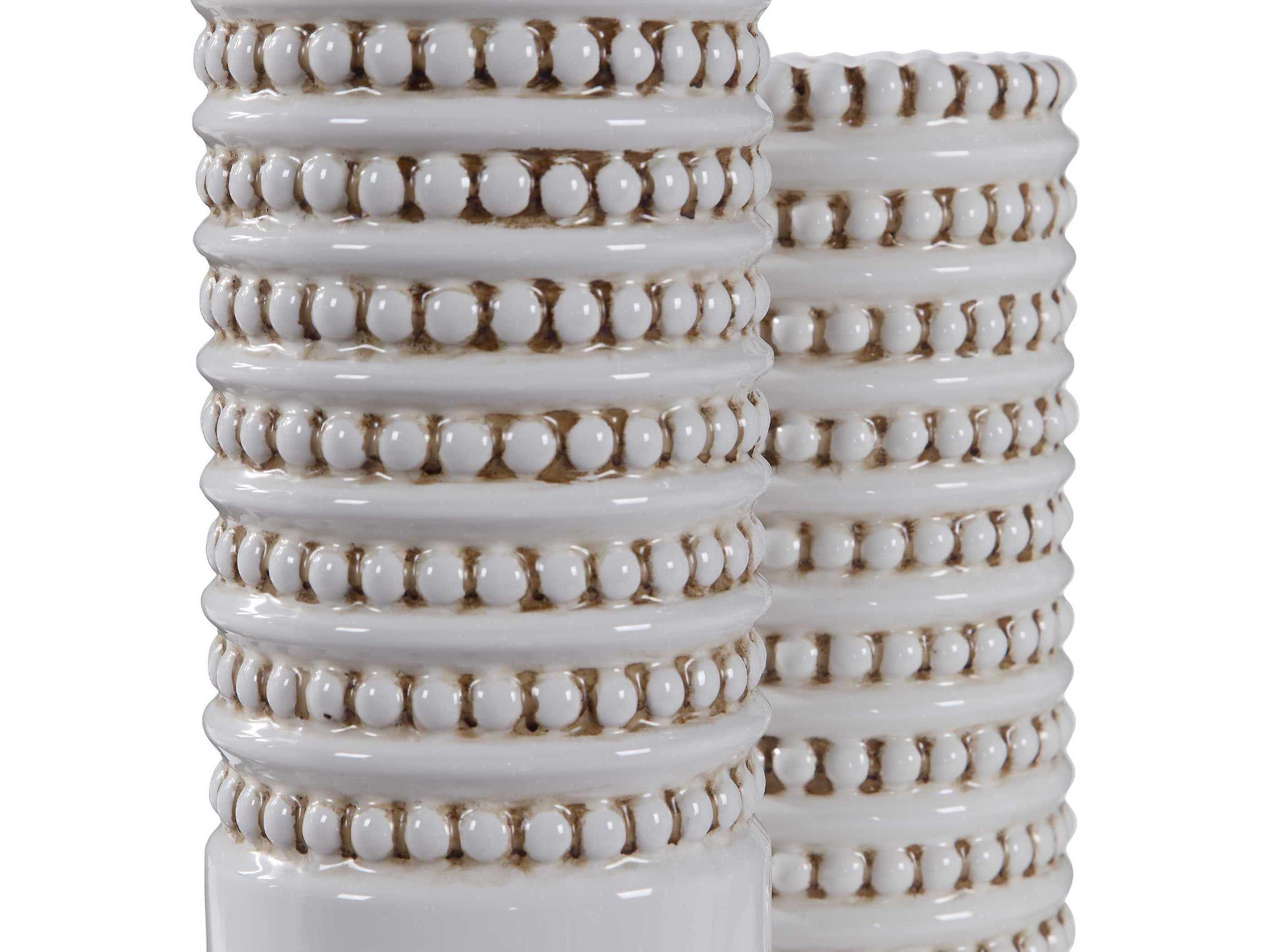 Uttermost Angelou White / Taupe Vase Set of 2