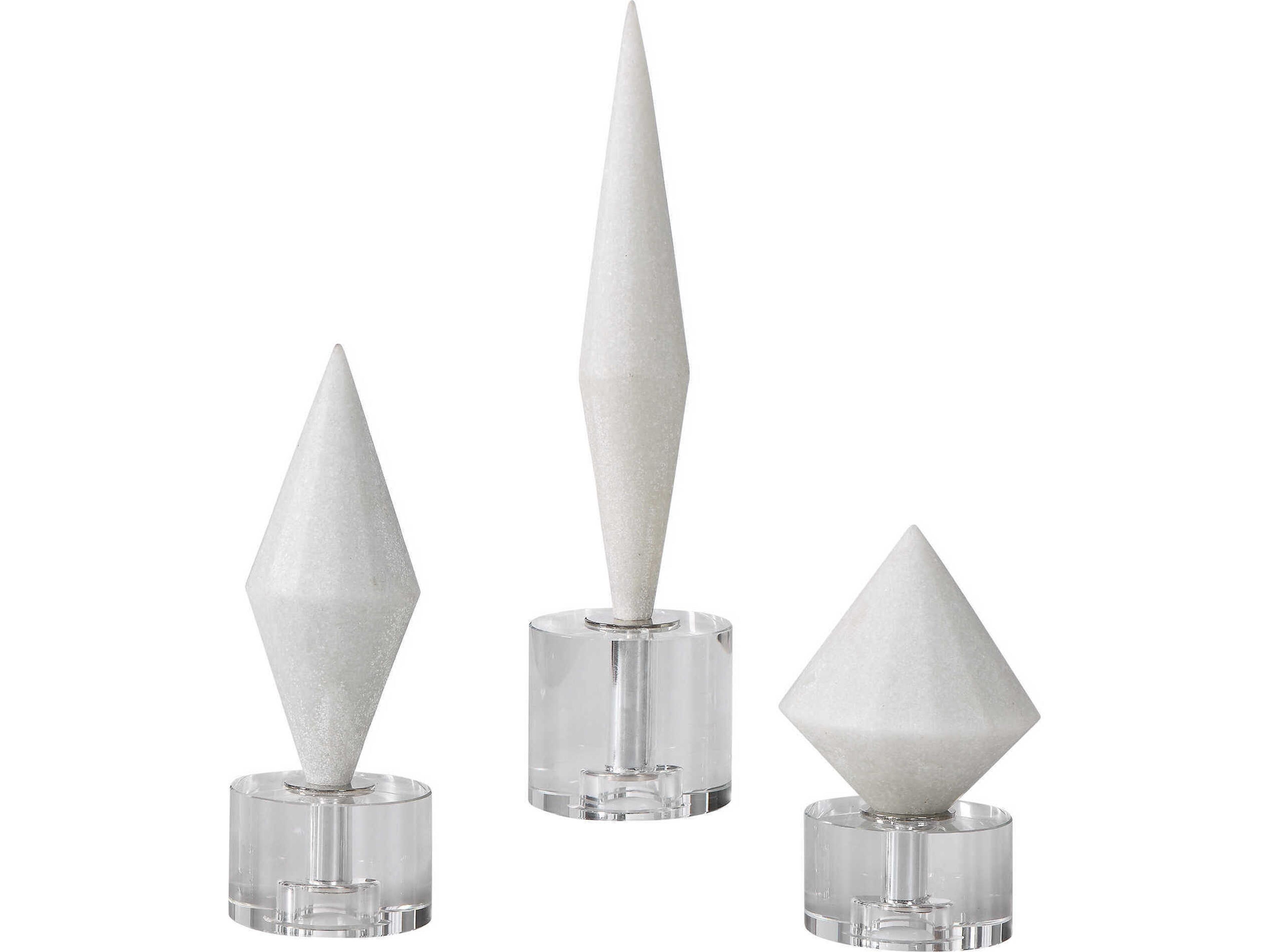 Uttermost Alize White / Crystal Sculpture Set of 3