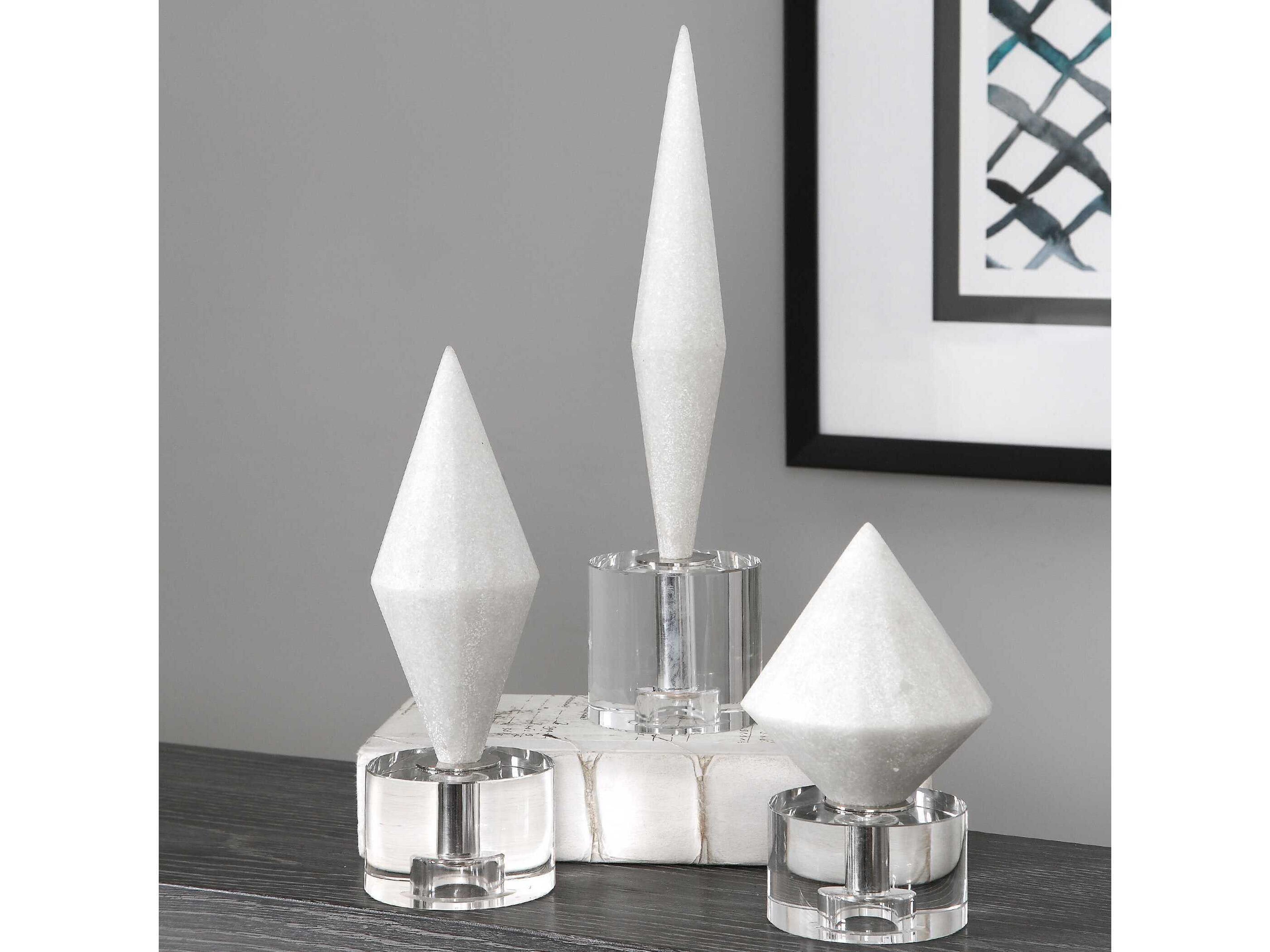 Uttermost Alize White / Crystal Sculpture Set of 3
