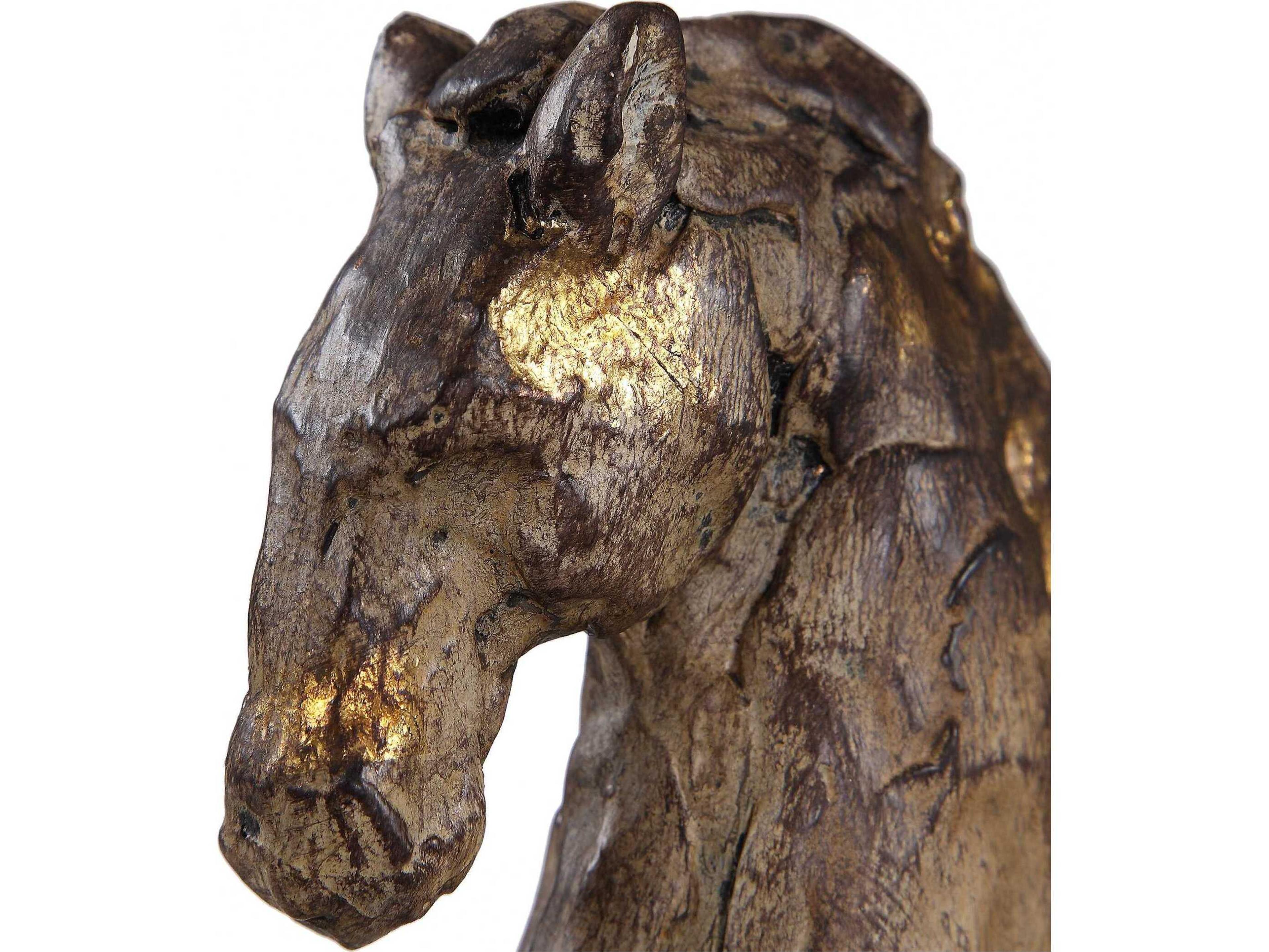 Uttermost Caballo Aged Silver / Accent Gold Black Iron Sculpture