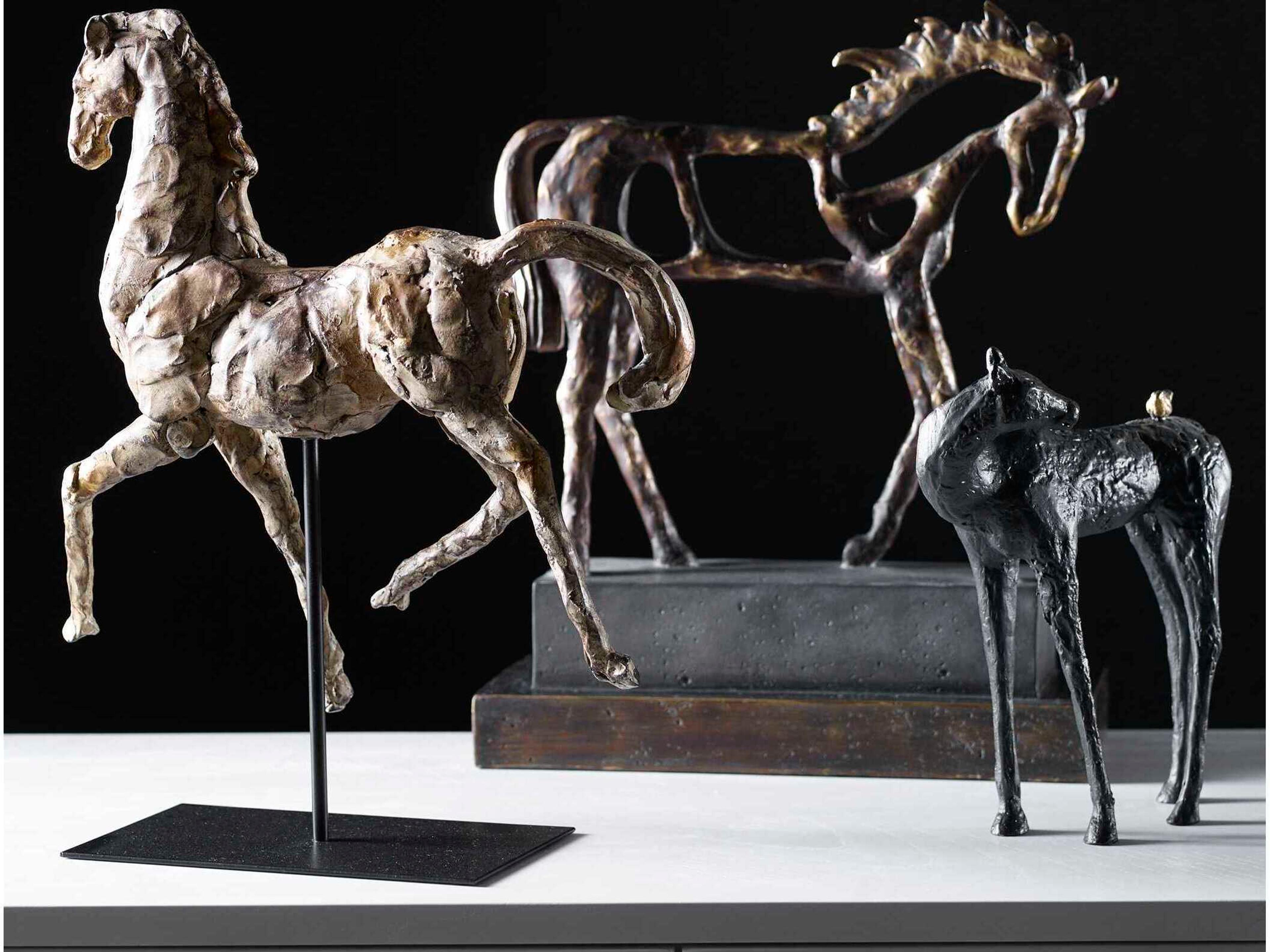 Uttermost Caballo Aged Silver / Accent Gold Black Iron Sculpture