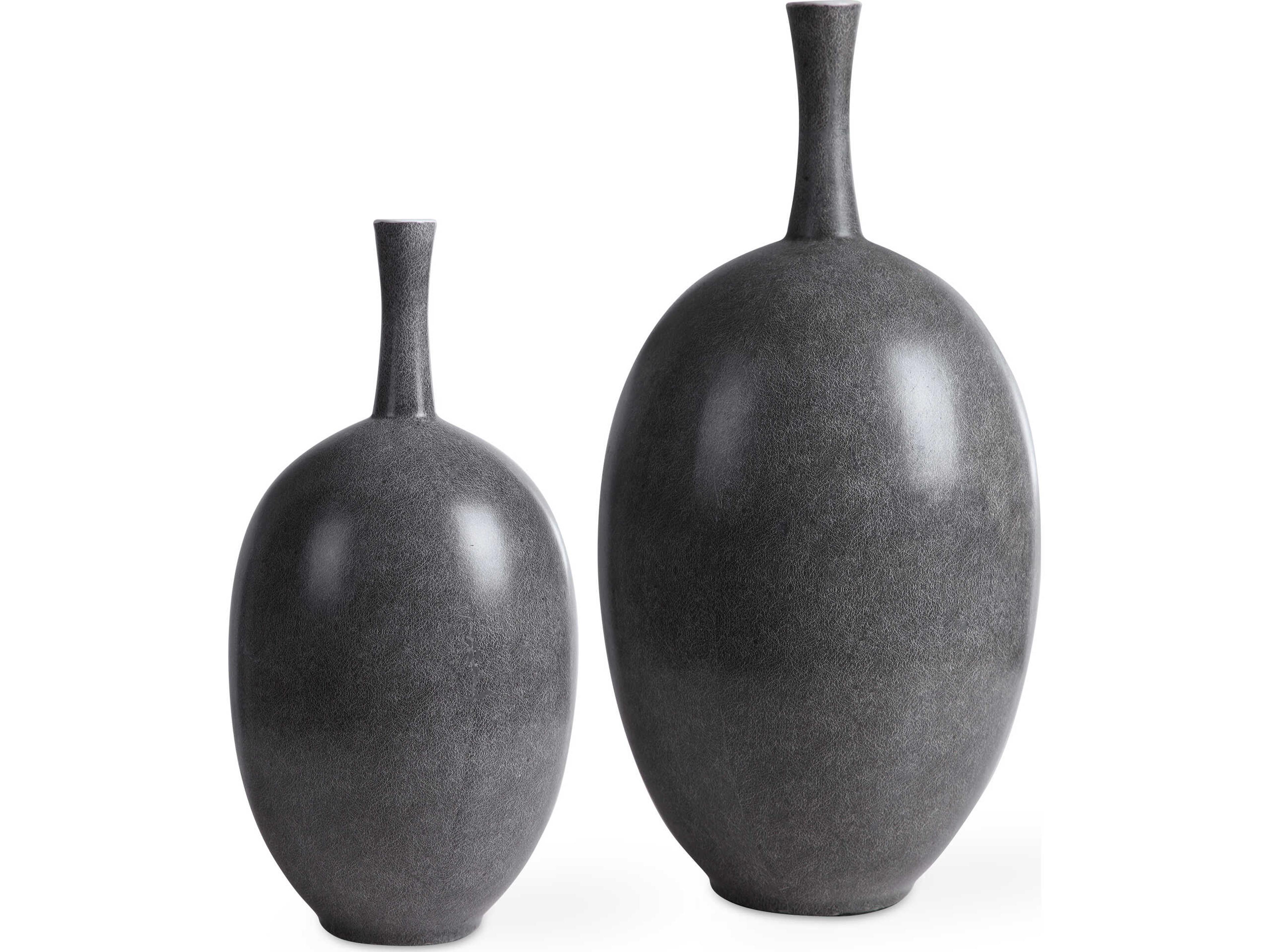 Uttermost Riordan Marble Black Vase Set of 2