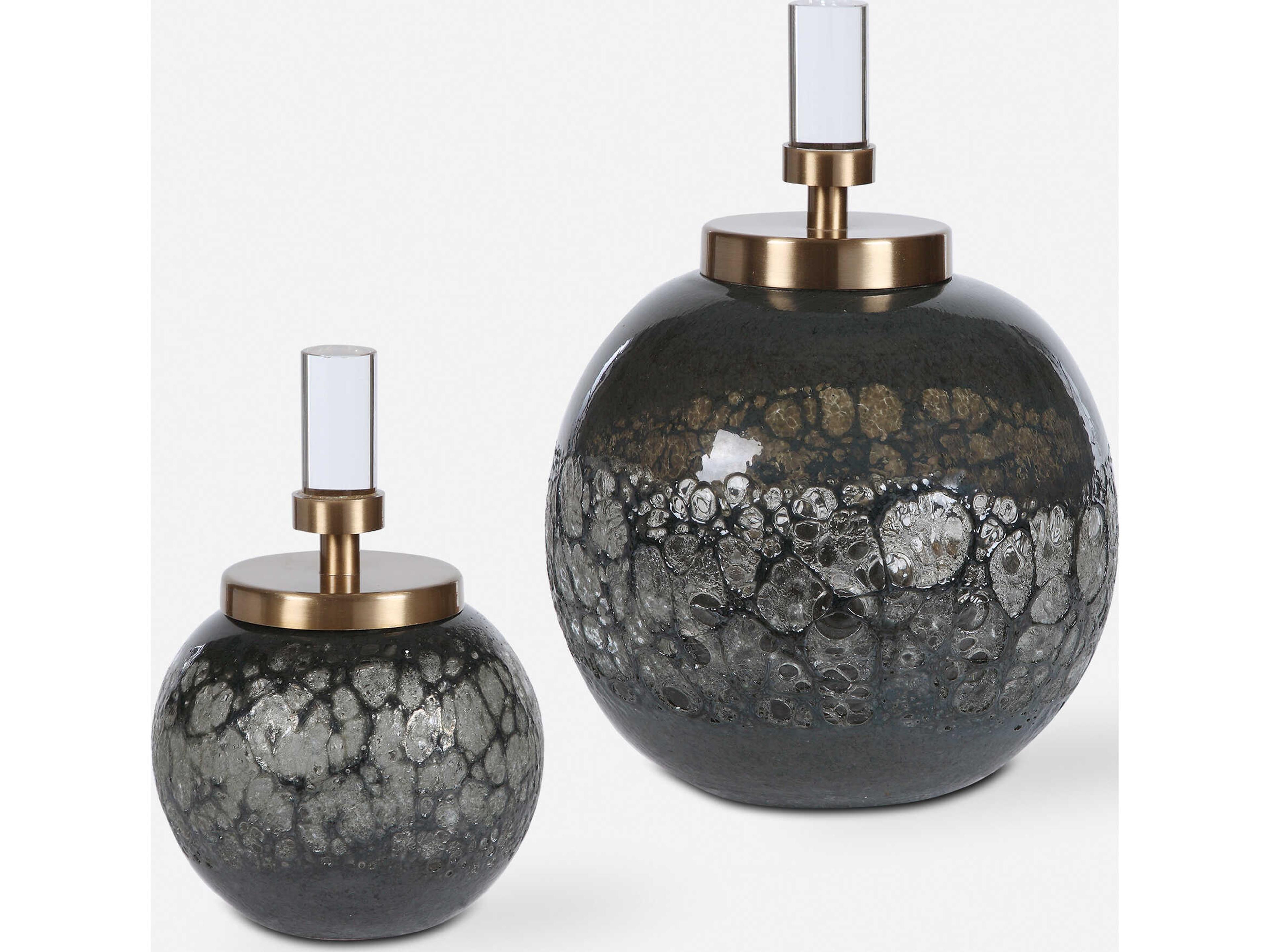 Uttermost Cessair Iridescent Blue-gray / Brushed Brass Decorative Accent Set of 2