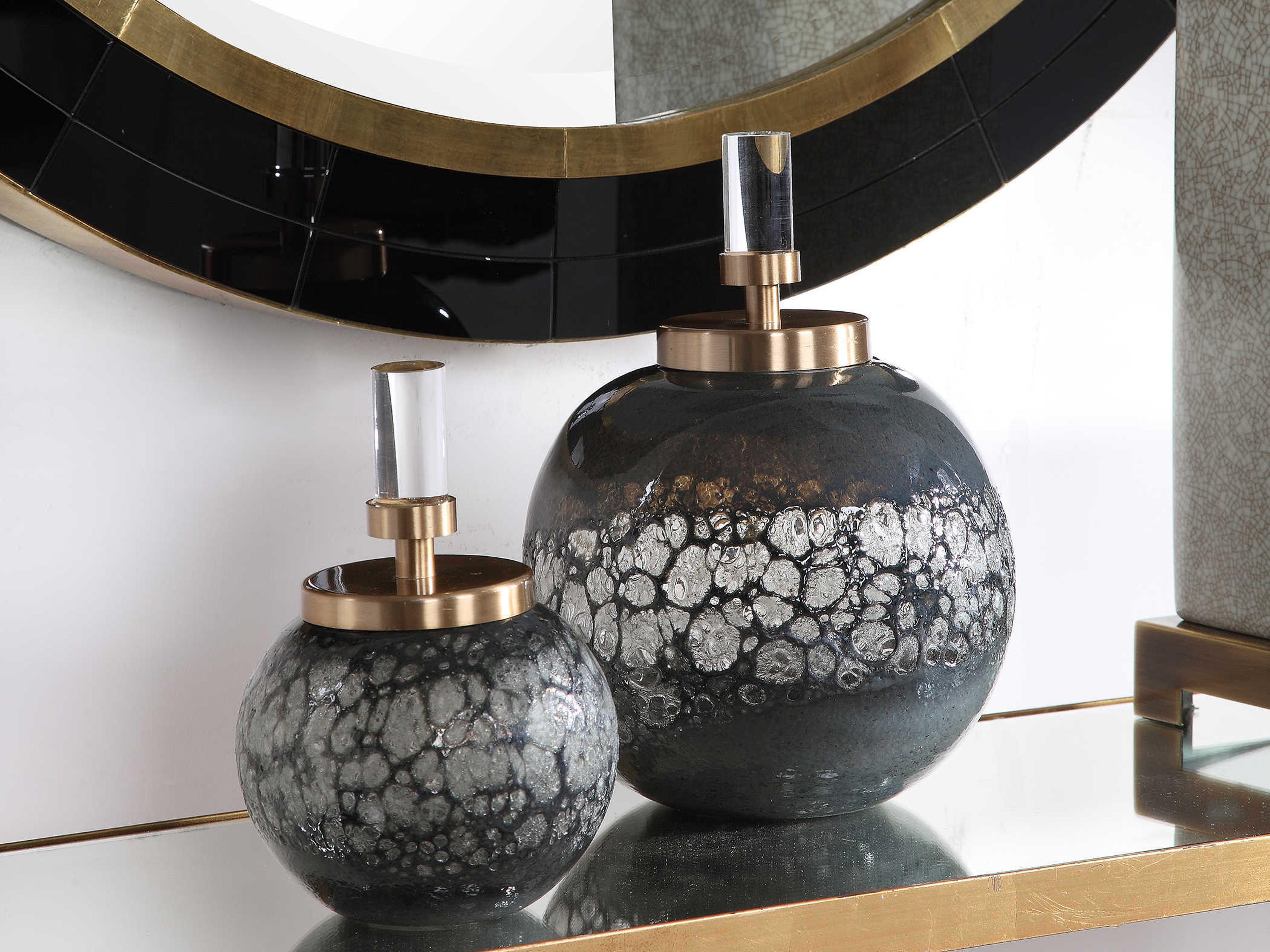 Uttermost Cessair Iridescent Blue-gray / Brushed Brass Decorative Accent Set of 2