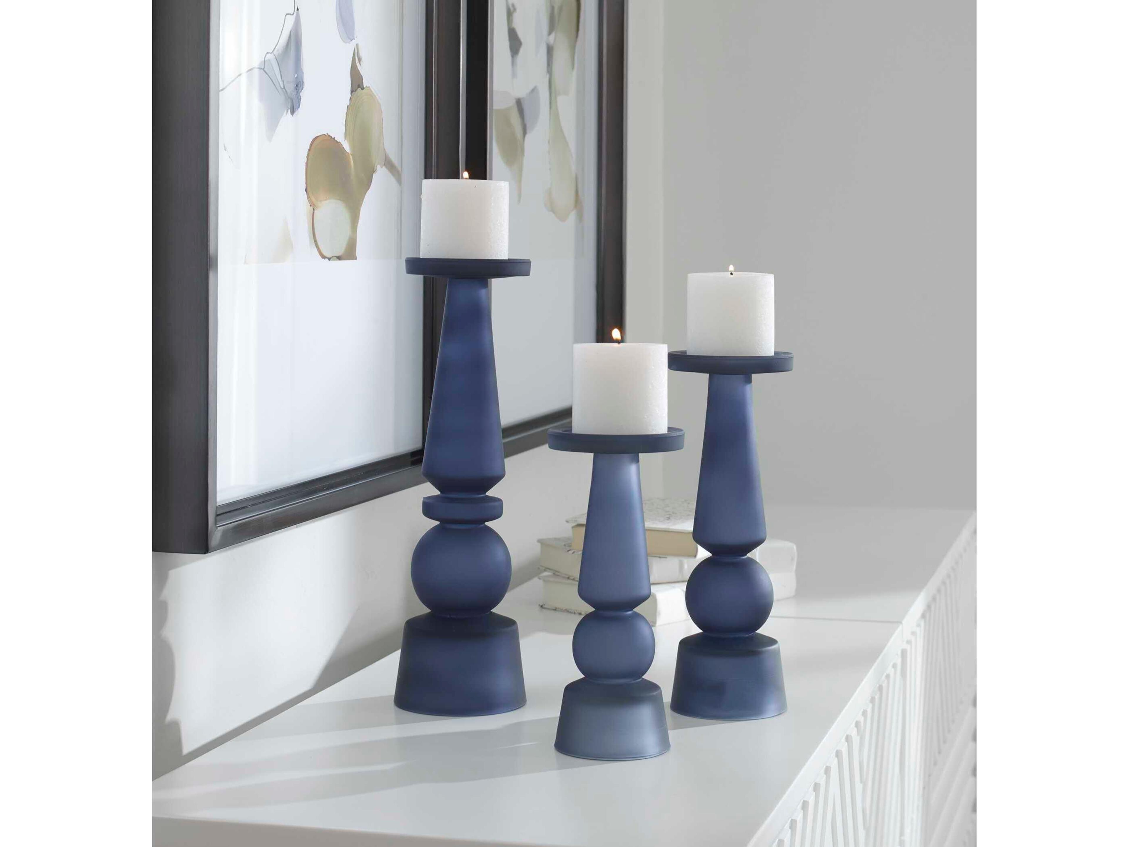 Uttermost Cassiopeia Blue Candle Holder Set of 3