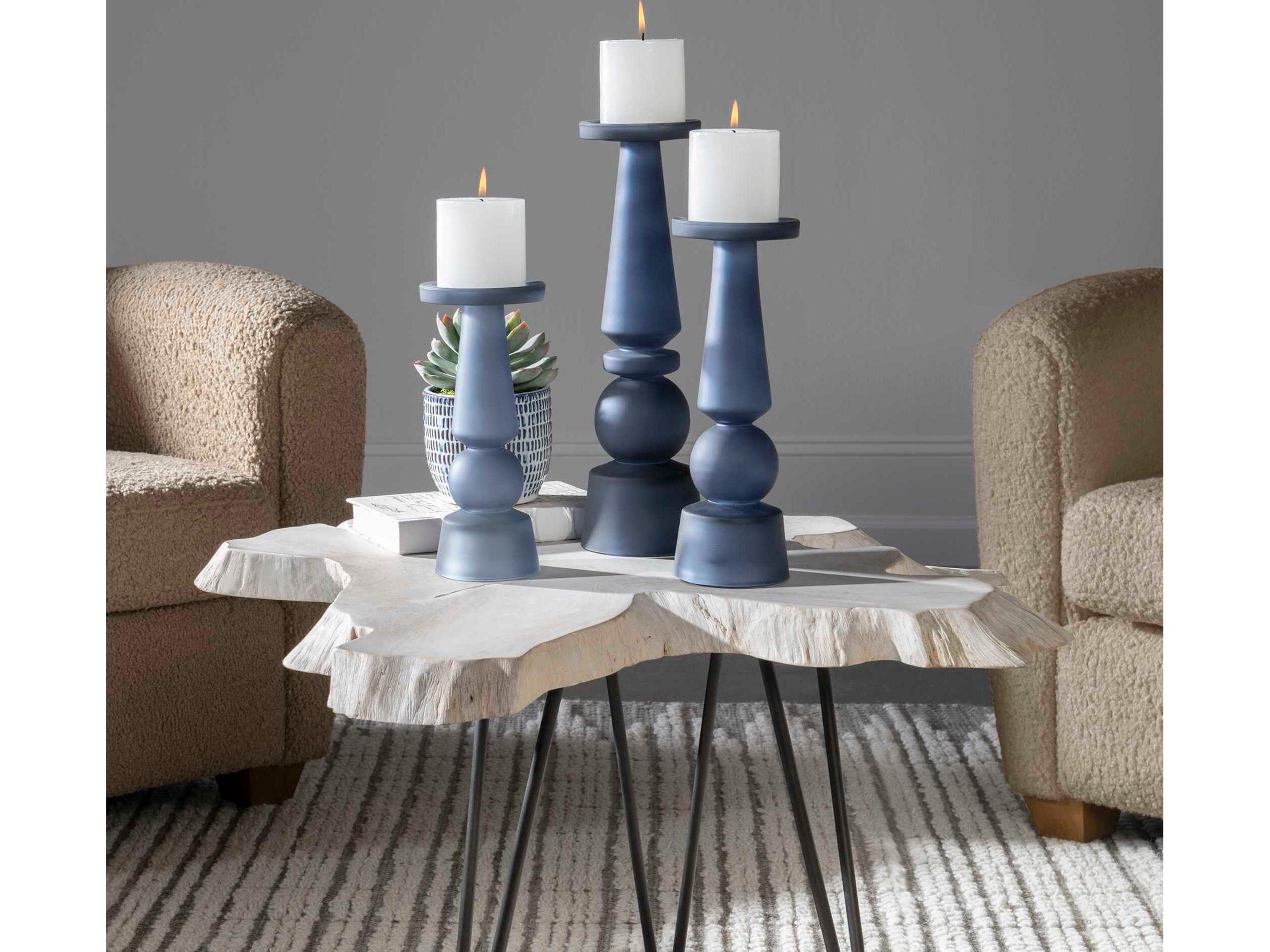 Uttermost Cassiopeia Blue Candle Holder Set of 3
